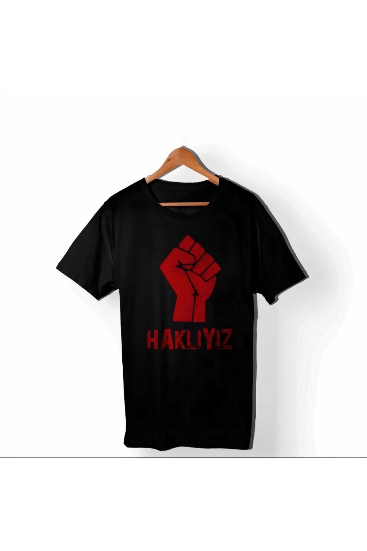 Marsilyan - 1 Mayıs Emekçilerimiz İçin Özel Tasarım HAKLIYIZ Baskılı Tshirt Siyah