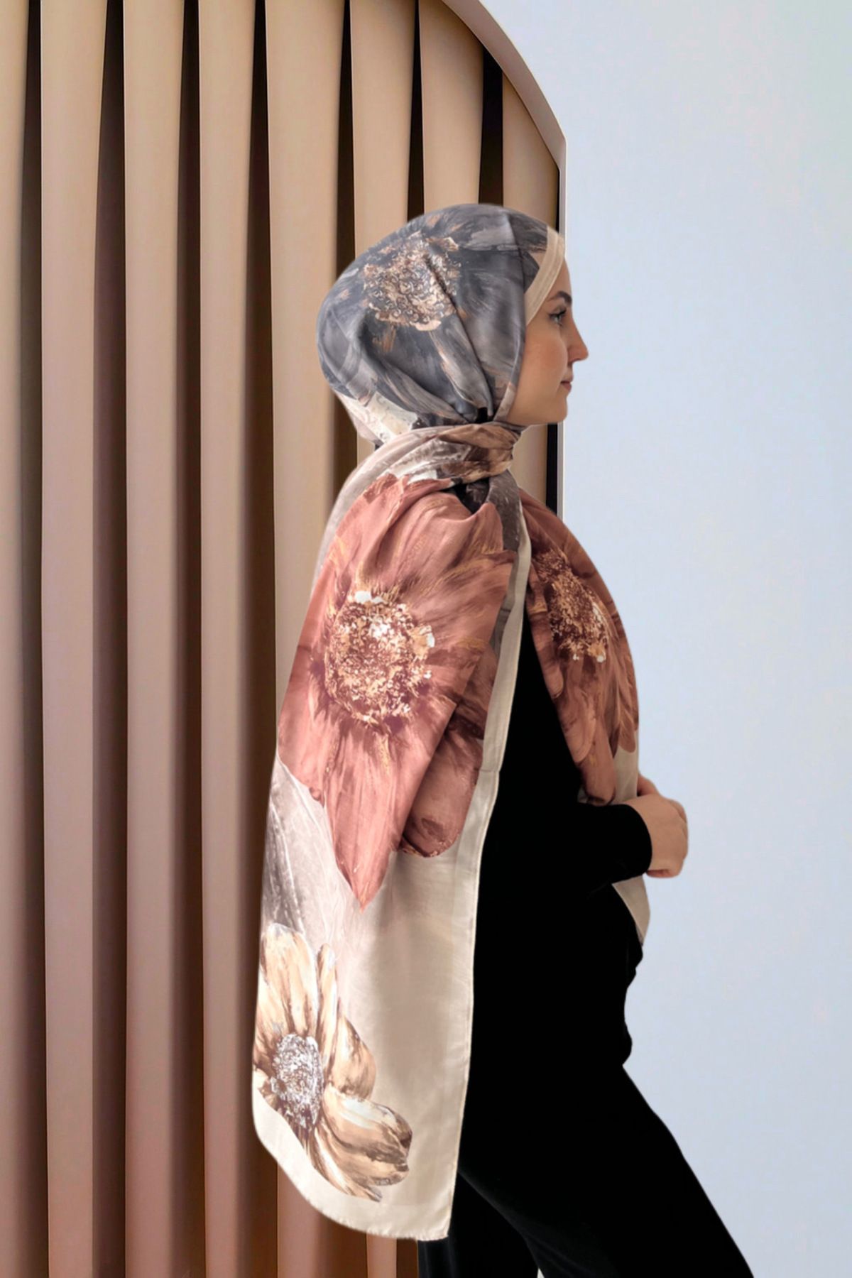 Sharell Gül Desen Pamuk şal