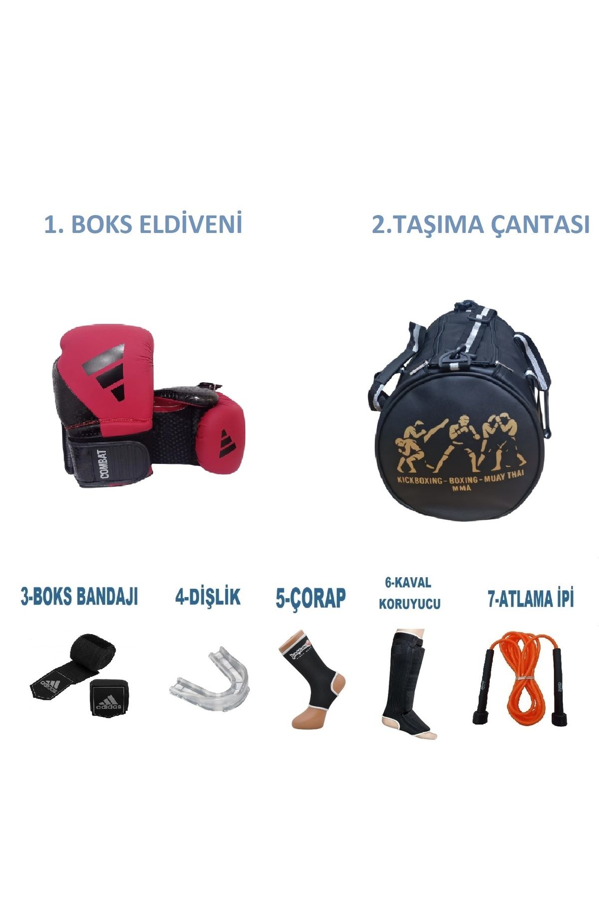 adidas Boks, Kick Boks, Muay Thai, Mma Sporcu Çantalı Combat50 Boks Eldiveni Seti, Gifttoom