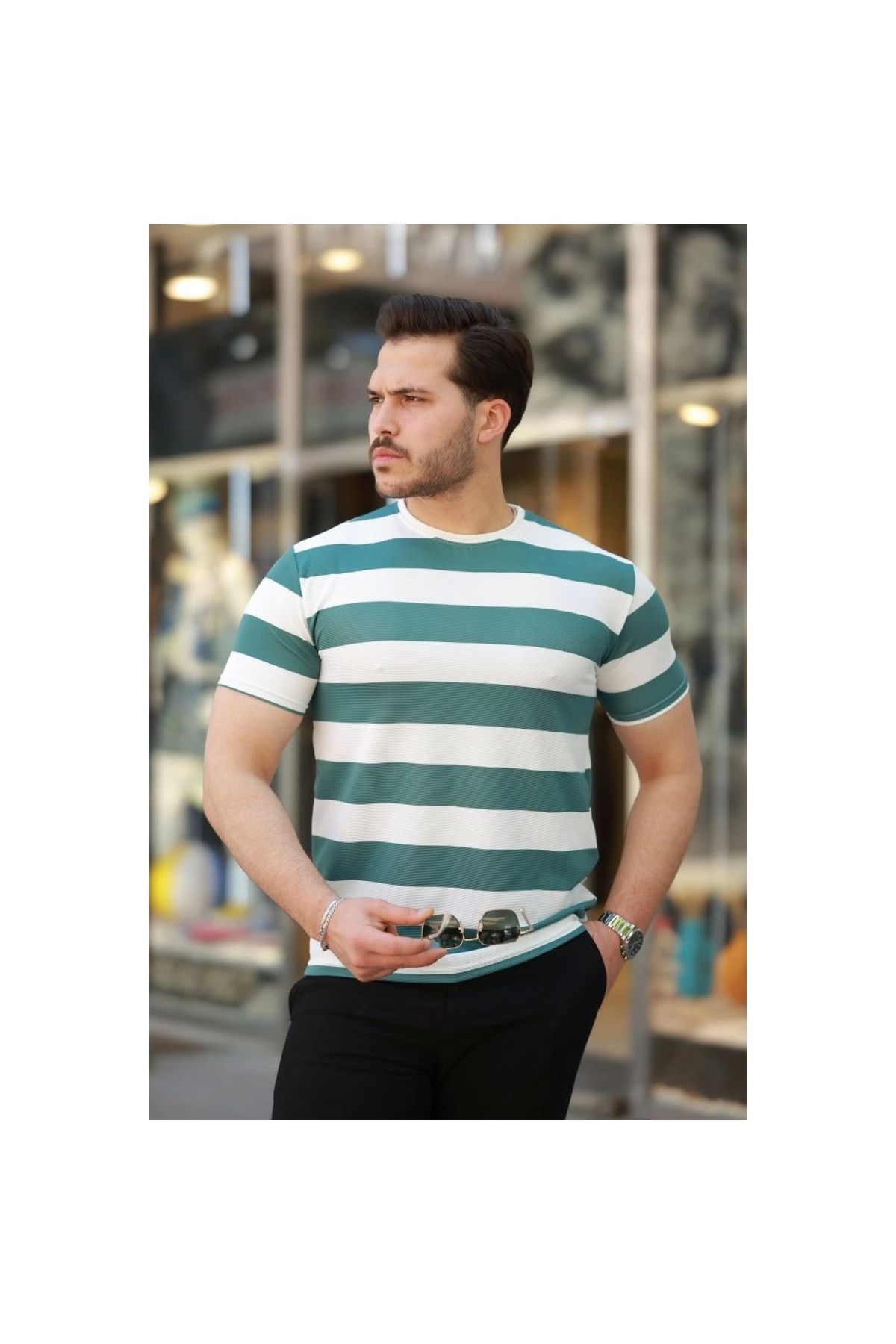 Marsilyan - Erkek çift Renk Pamuklu örme Kumaş Kısa Kollu Tshirt