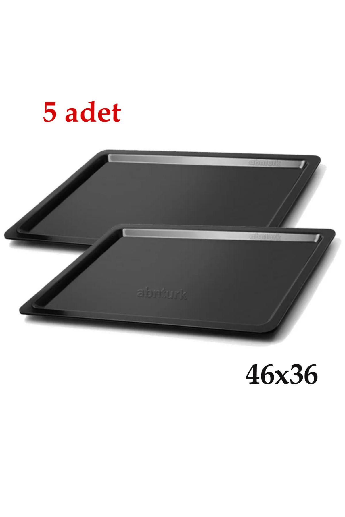 abnturk 5 Adet Kırılmaz Servis Tepsisi 47x36cm Kaydırmaz iç yüzeyi pütürlü FastFood Cafe Restarant Tepsisi