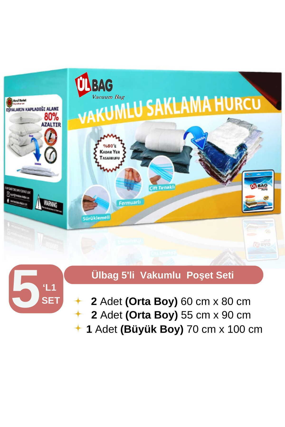 teknotrust 5'li Vakumlu Saklama Poşetleri Seti (2M+2L+1XL) Saklama ve Hurç Uygun