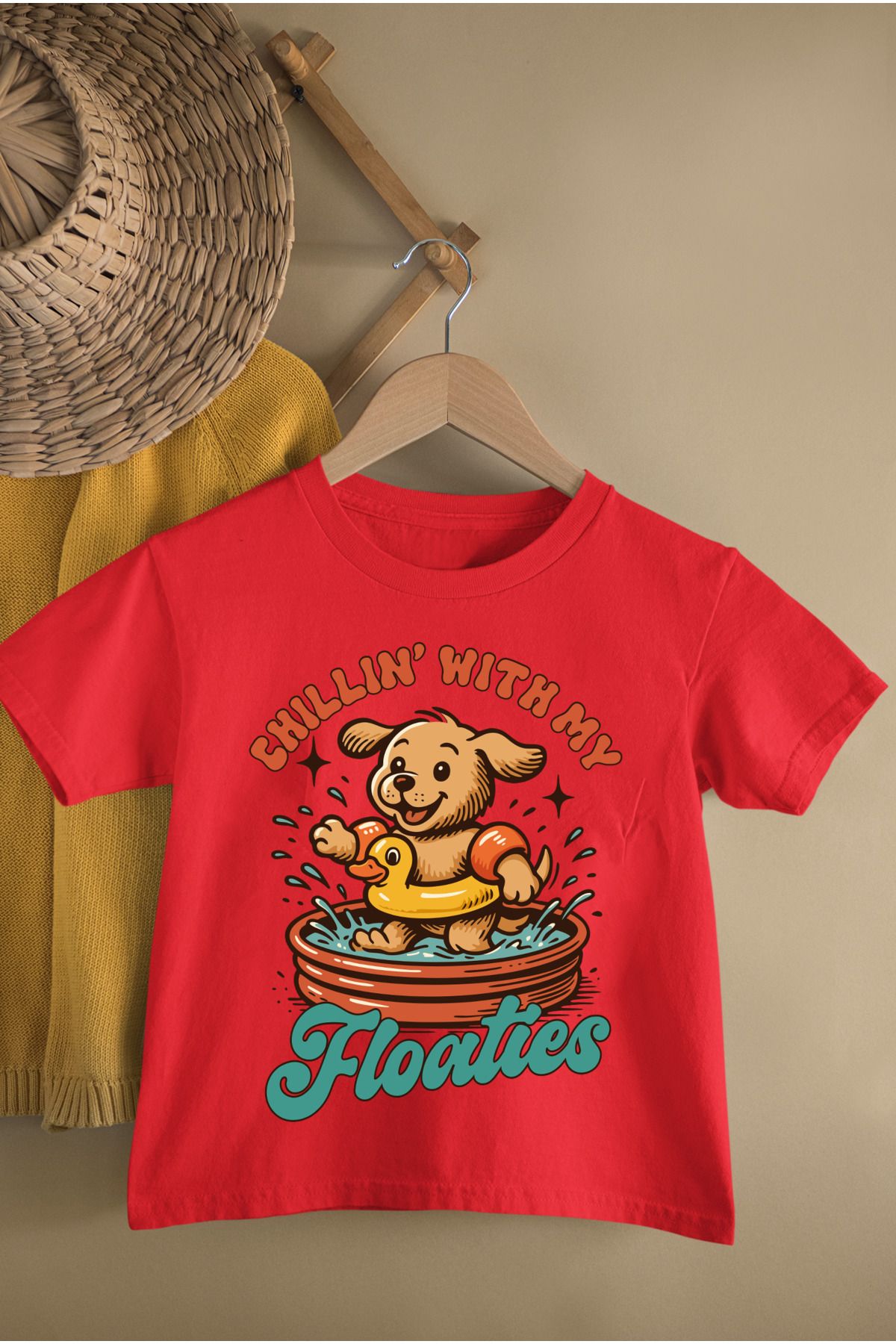 MAGORS CHILLING SWEET DOG BASKILI PAMUKLU BİSİKLET YAKA KISA KOLLU GENÇ VE ÇOCUK TSHIRT