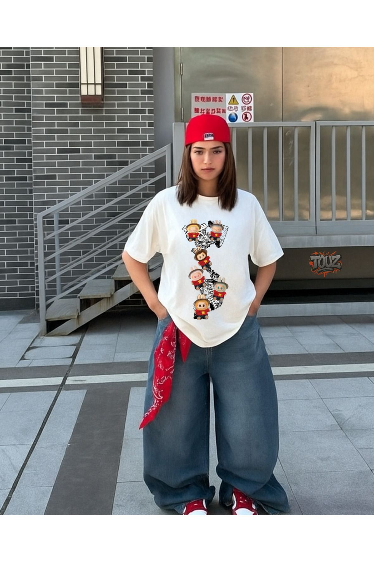 Touz Moda Labubu Baskılı Unisex Oversize T-shirt