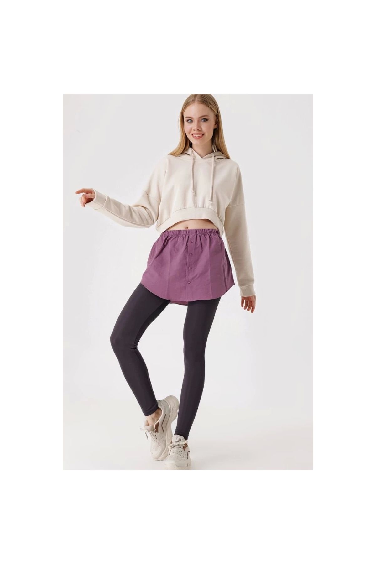 Marsilyan - 1888 Sweatshirt Ve Kazak Altı Gömlek Etek Koyu Lila