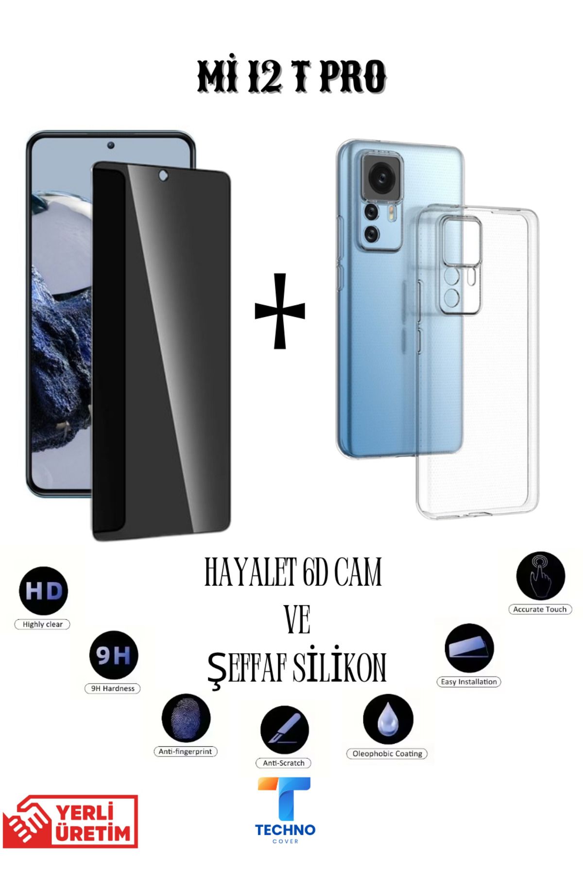foxpower Mi 12T Pro Hayalet Ekran Koruyucu ve Şeffaf Kılıf 2li Avantajlı Paket