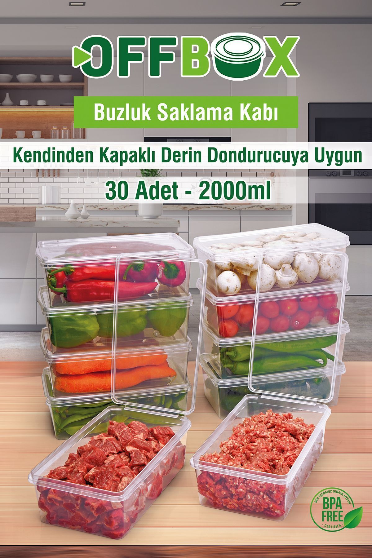 teknotrust 30 Adet 2 Lt. Çok Amaçlı Kapaklı Saklama Kabı, Şeffaf, Pratik ve Dayanıklı