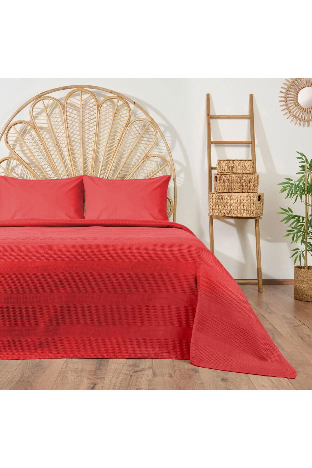 ASPARTAM Soft Waffle Çift Kişilik Pike - Turuncu - 200x220 cm