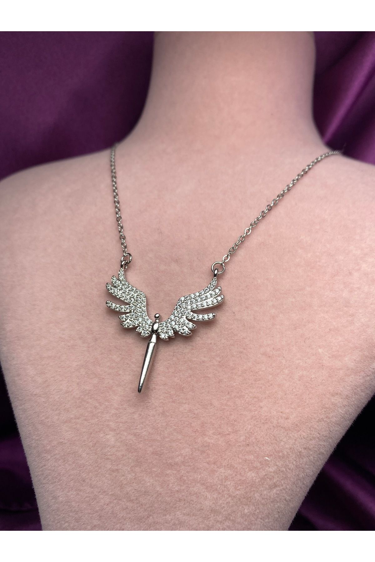 Lune Takı Steel Lune Çelik – Winged Light Silver Kolye