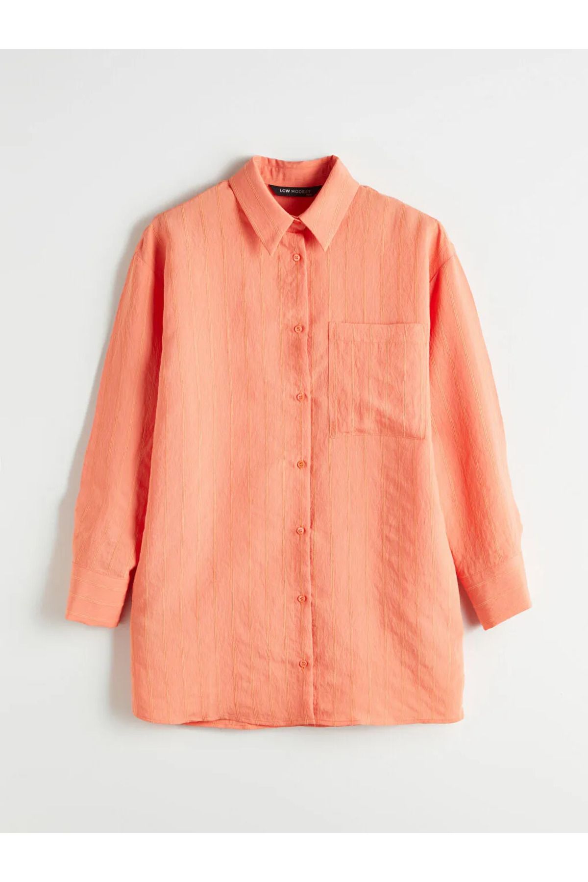 LC Waikiki LCW Modest Turuncu Dokulu Oversize Kadın Gömlek Tunik