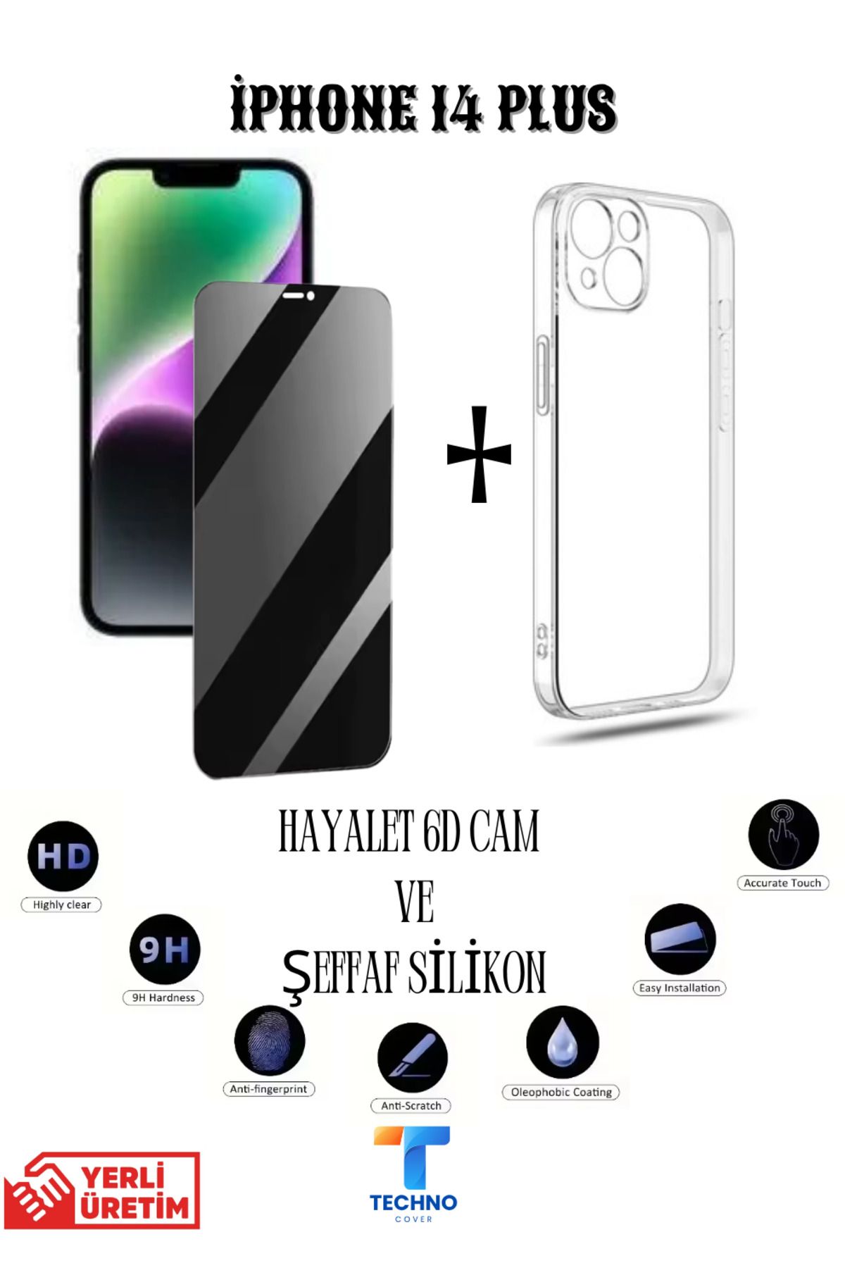 foxpower İphone 14 Plus Hayalet Ekran Koruyucu ve Şeffaf Kılıf 2li Avantajlı Paket