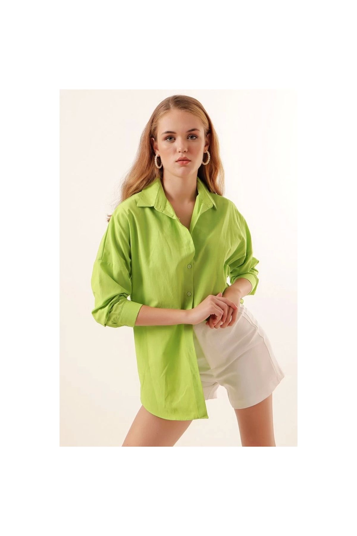 Marsilyan - 3900 Oversize Uzun Basic Gömlek