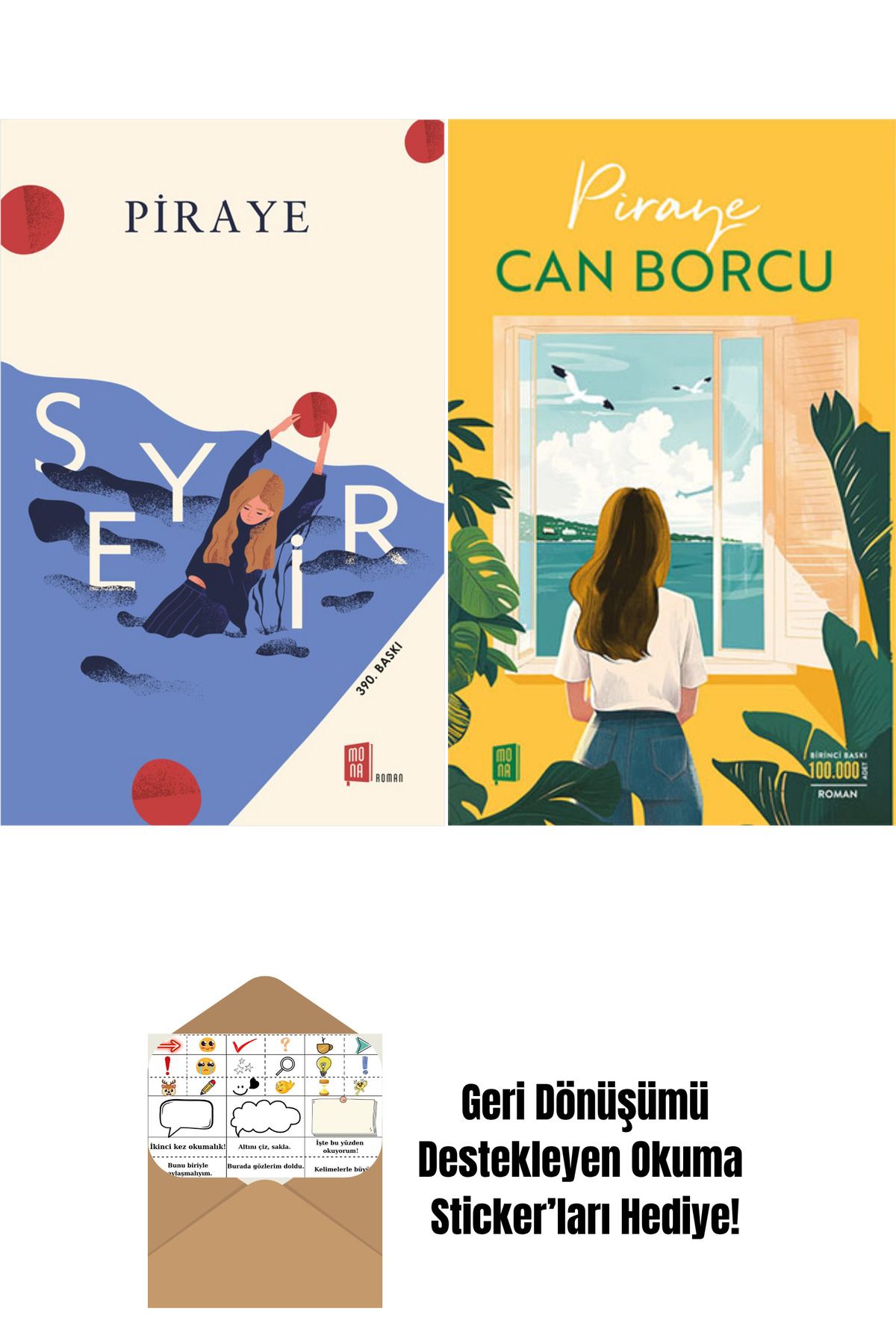 Mona Kitap Piraye / Seyir ve Can Borcu 2 Kitap Set + Okuma Sticker'ları