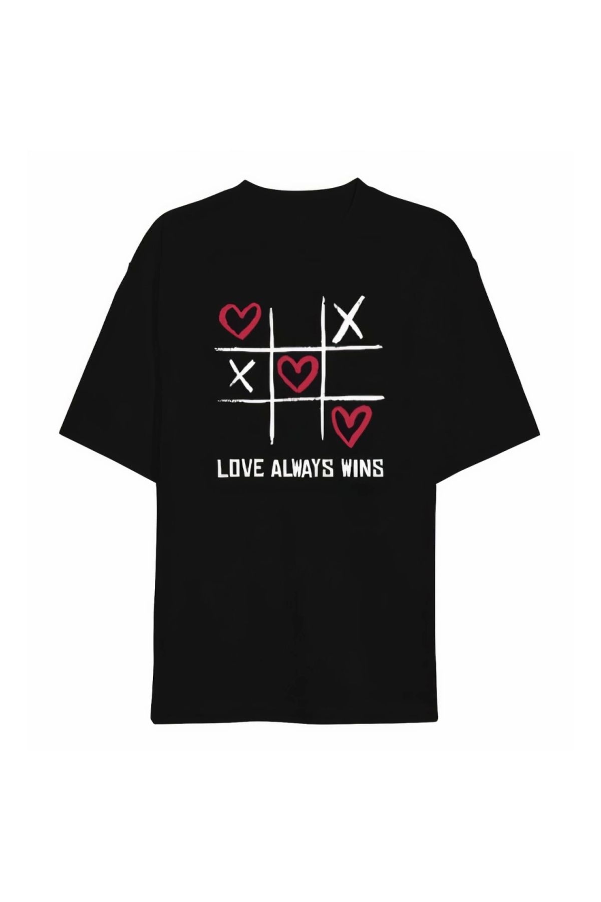 Marsilyan - Sevgililer Günü İçin Özel Tasarım Love Always Wıns Baskılı Tshirt