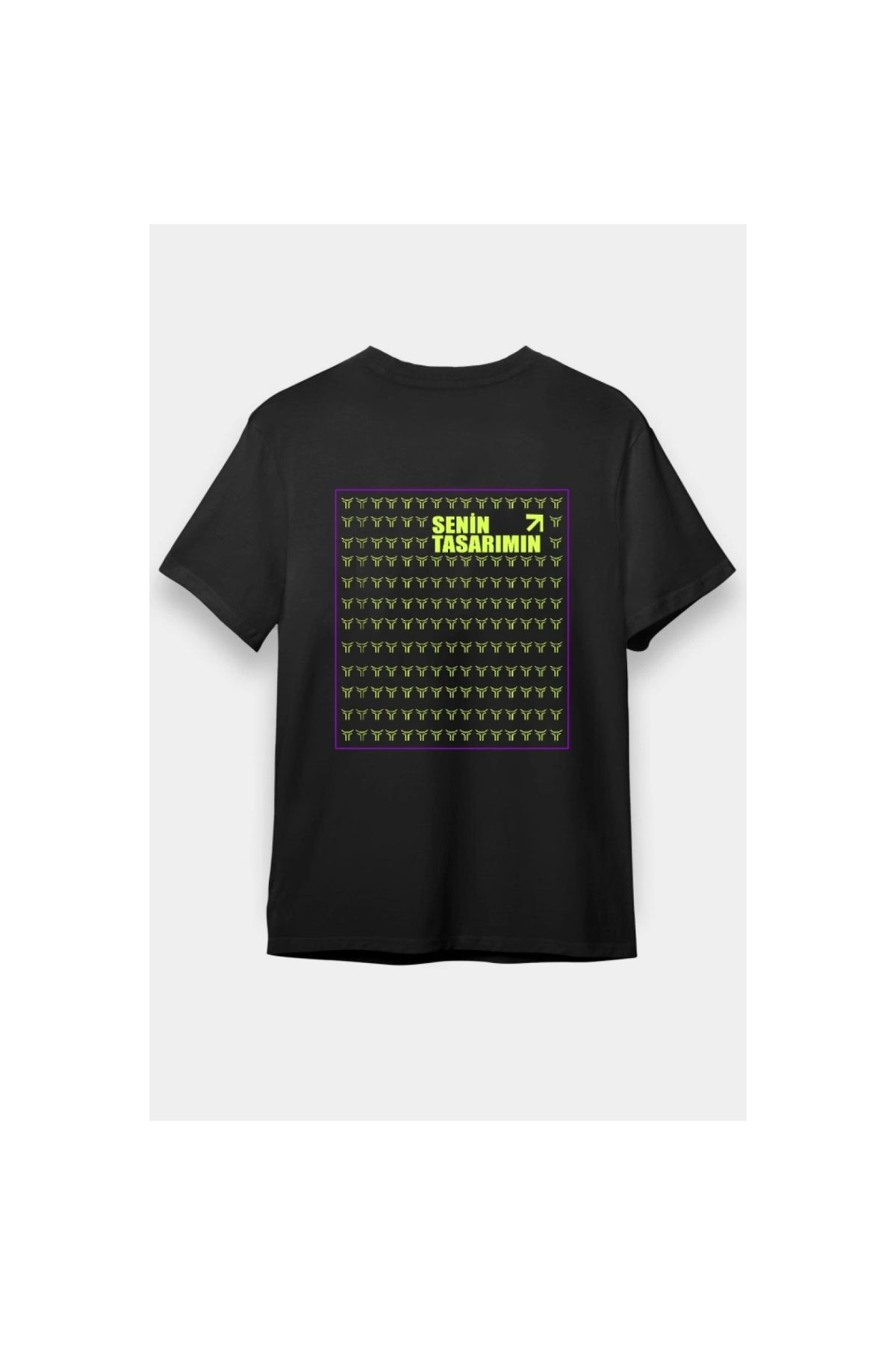 Marsilyan - 24/1 Düz Arka Sizin Tasarımınız Oversize T-shirt - Siyah