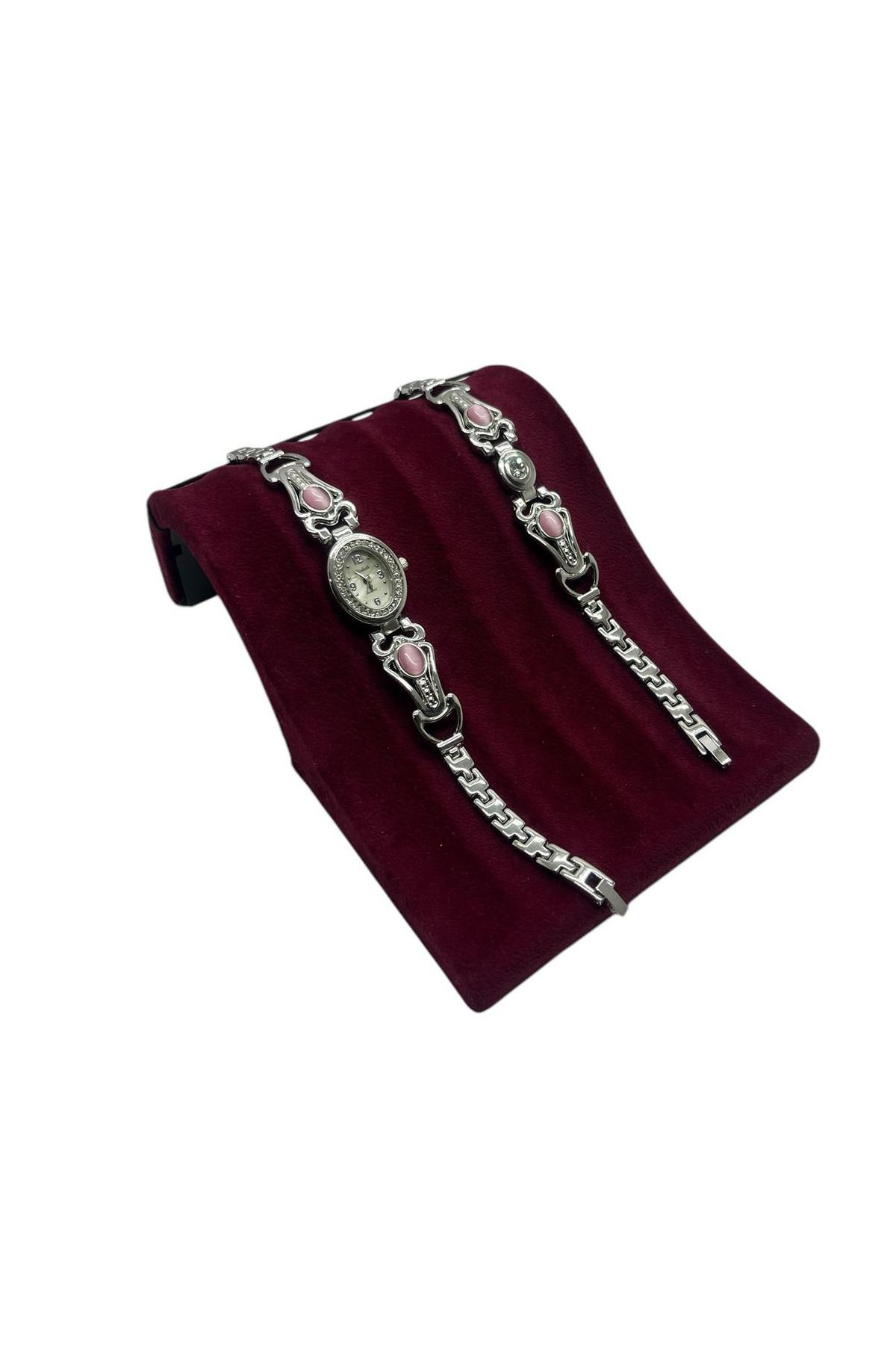 teknotrust Bordo Süet Kumaş Bileklik ve Künye Standı, 16x11,5 cm, şık ve kullanışlı tasarım