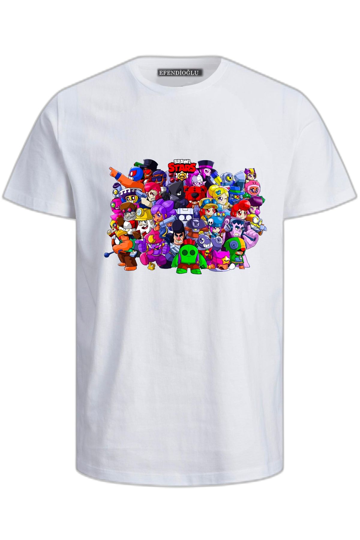 Efendioğlu Design Yuvarlak Baskılı Brawl Stars Karakterleri Pamuklu Çocuk Tshirt