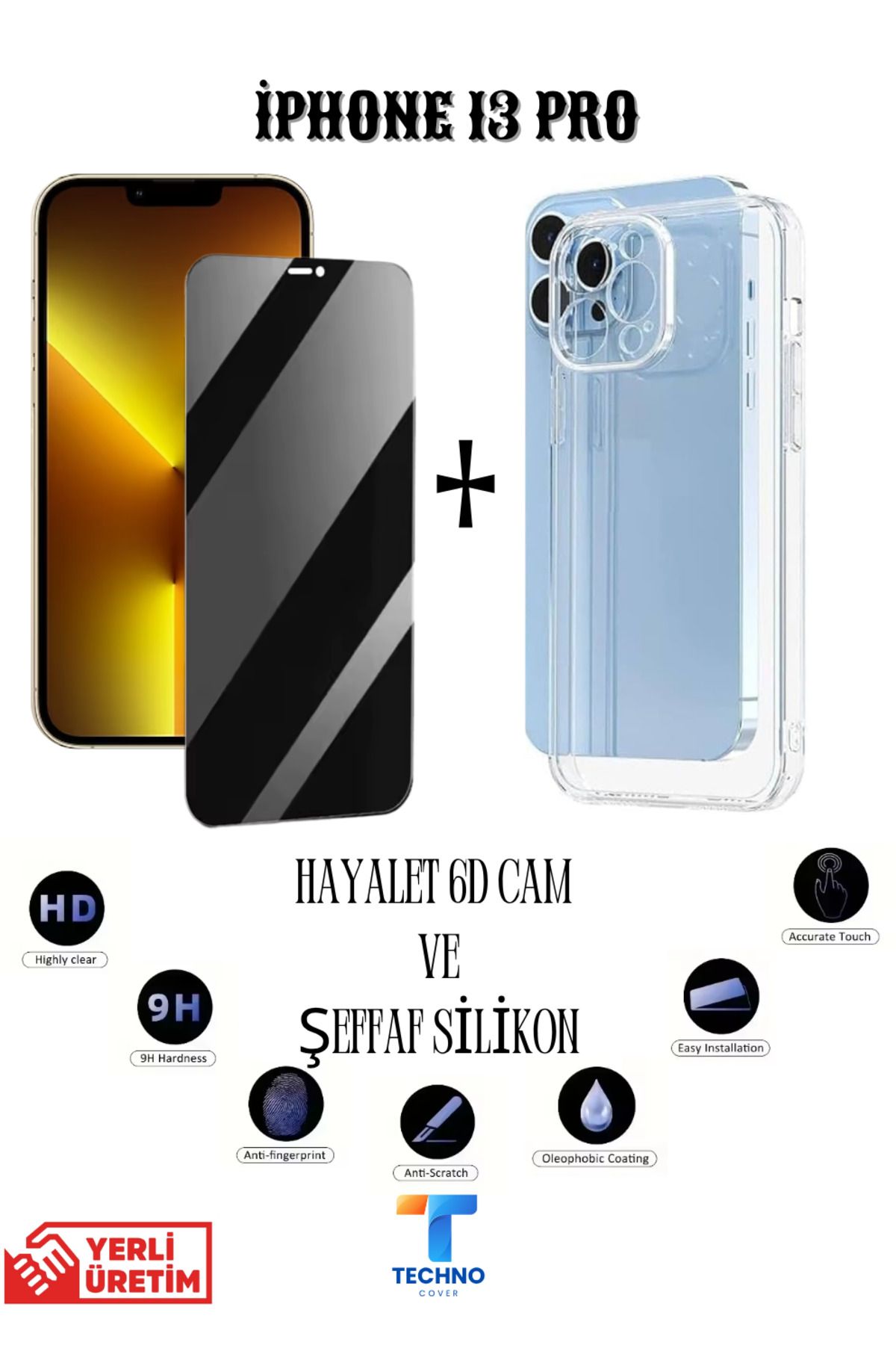 foxpower İphone 13 Pro Hayalet Ekran Koruyucu ve Şeffaf Kılıf 2li Avantajlı Paket