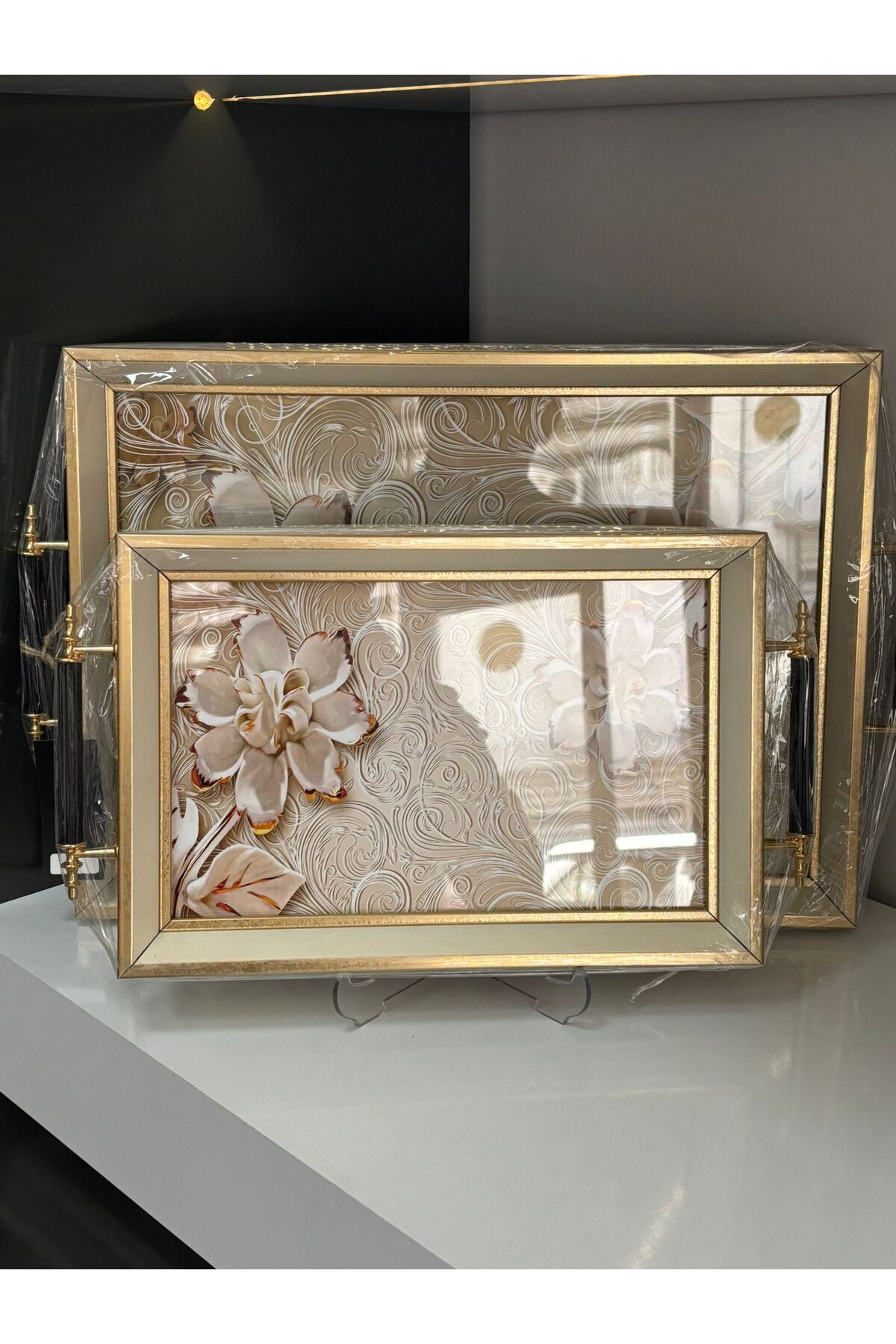 BELLO ART KREM RENKLİ ÇİFT TAKIM TEPSİ