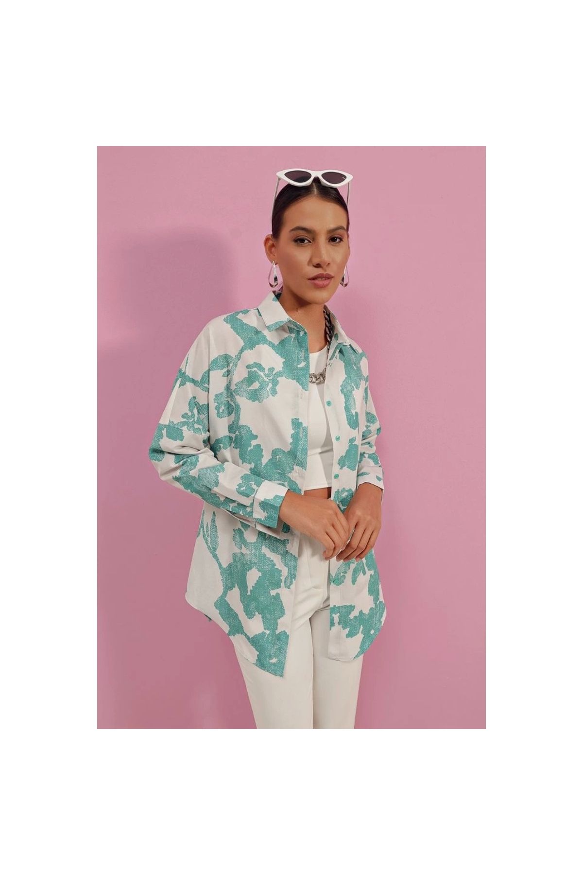 Marsilyan - 3900 Oversize Uzun Basic Gömlek
