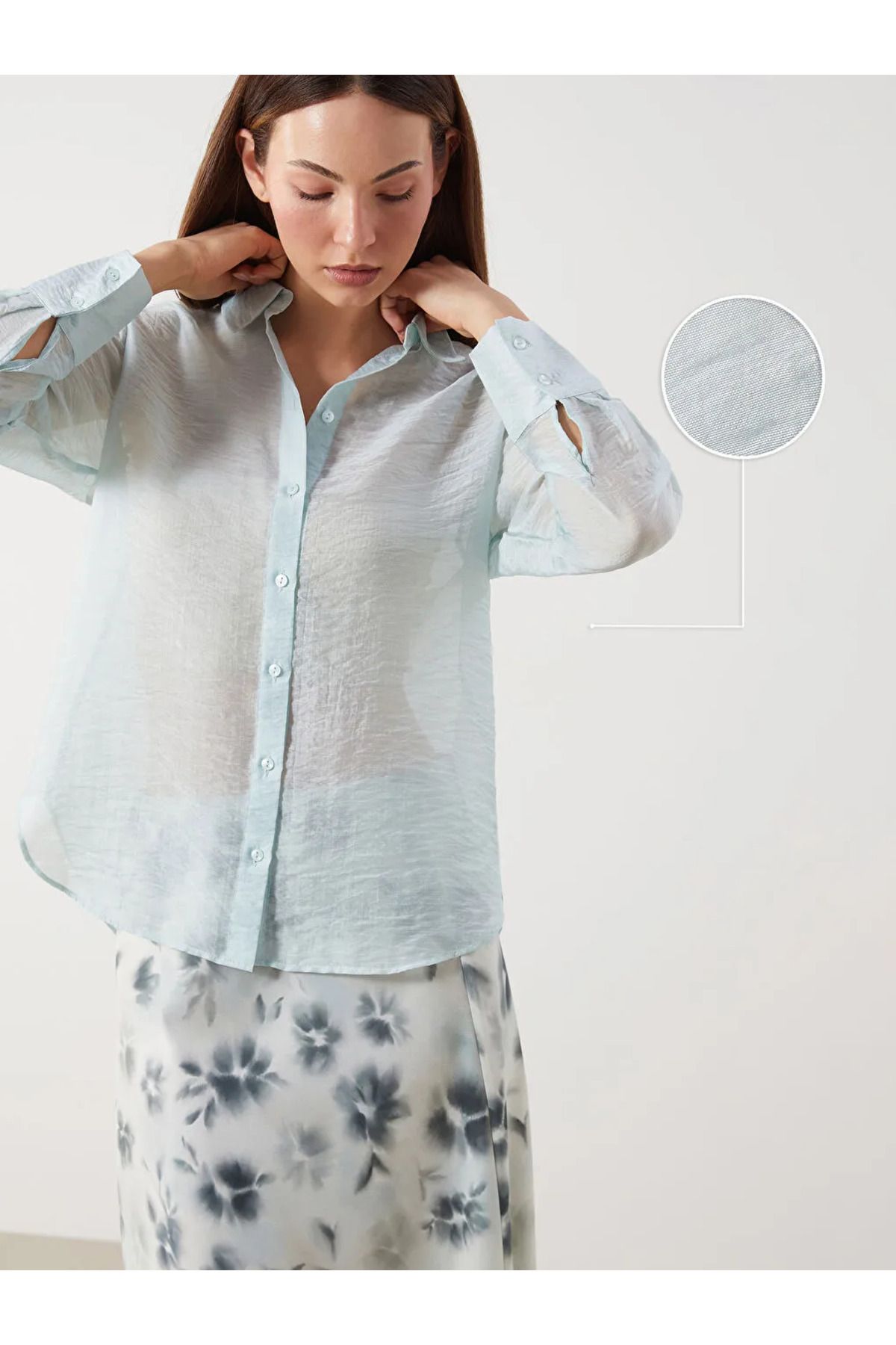 LC Waikiki LCWAIKIKI Classic Yeşil Oversize Kadın Gömlek