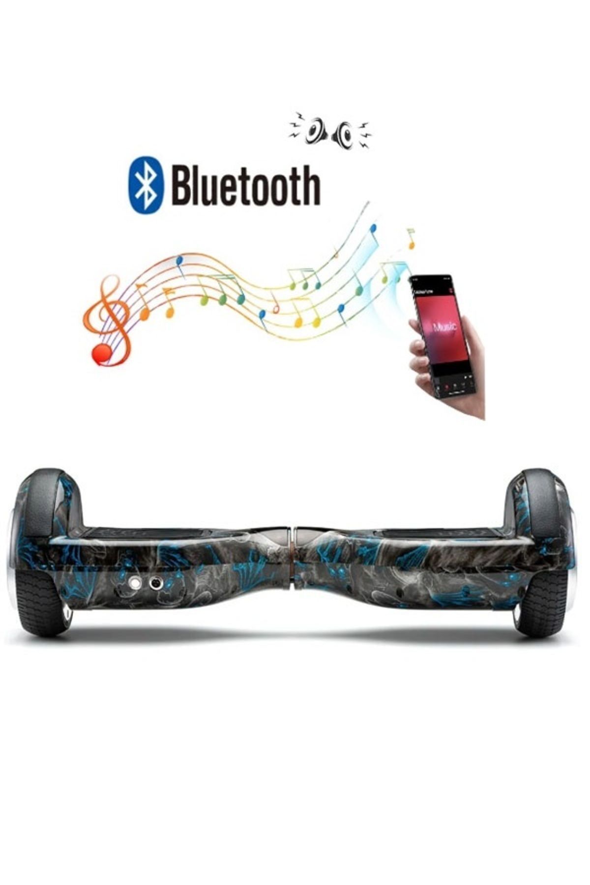 teknotrust 6.5 inç Bluetooth hoparlörlü elektrikli kaykay, renkli desenli, eğlenceli ve pratik kullanım