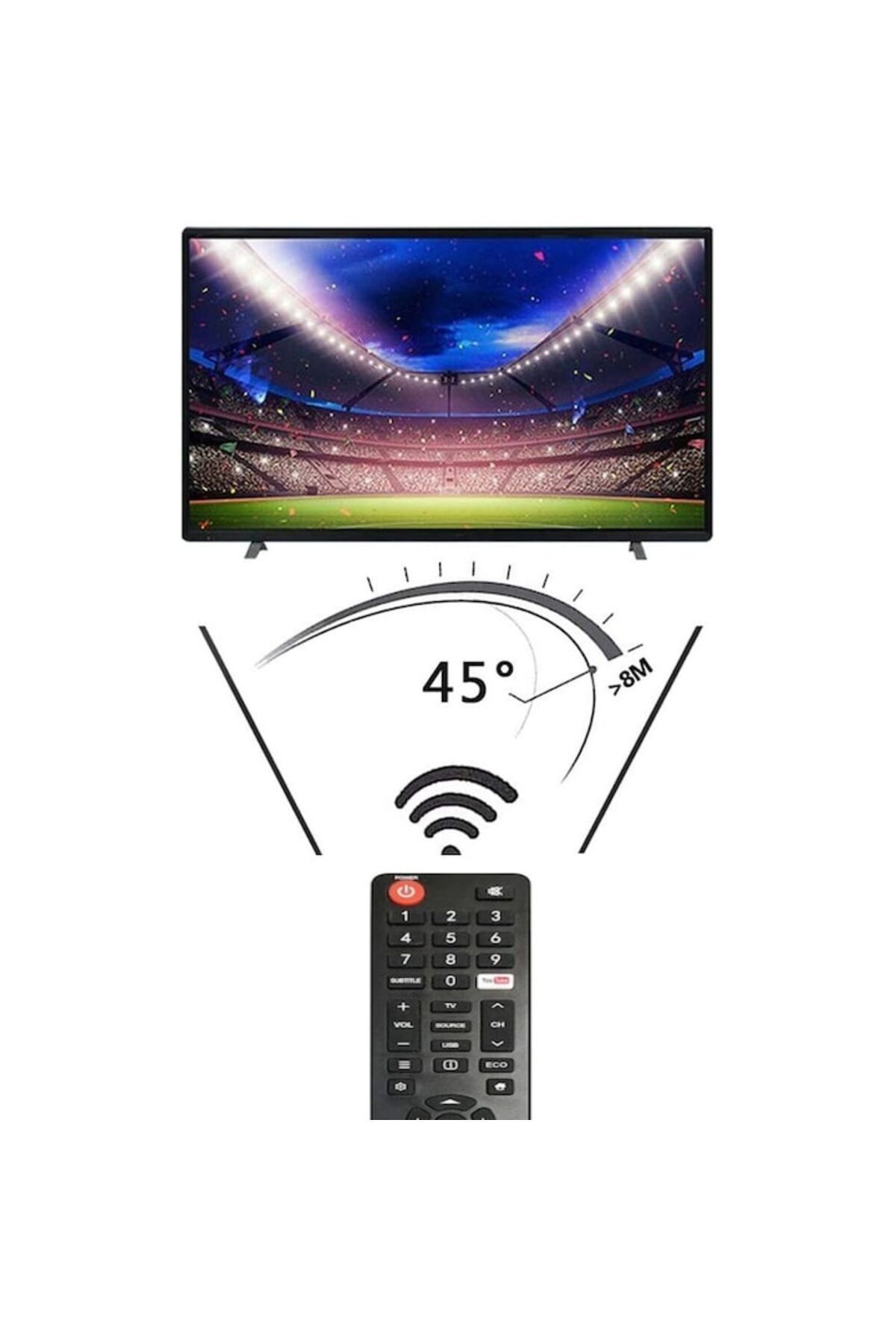 Bogadini-Universal Remote Control Compatible with Vortex Ledv-32td1200s TV, Identical to the Original 3