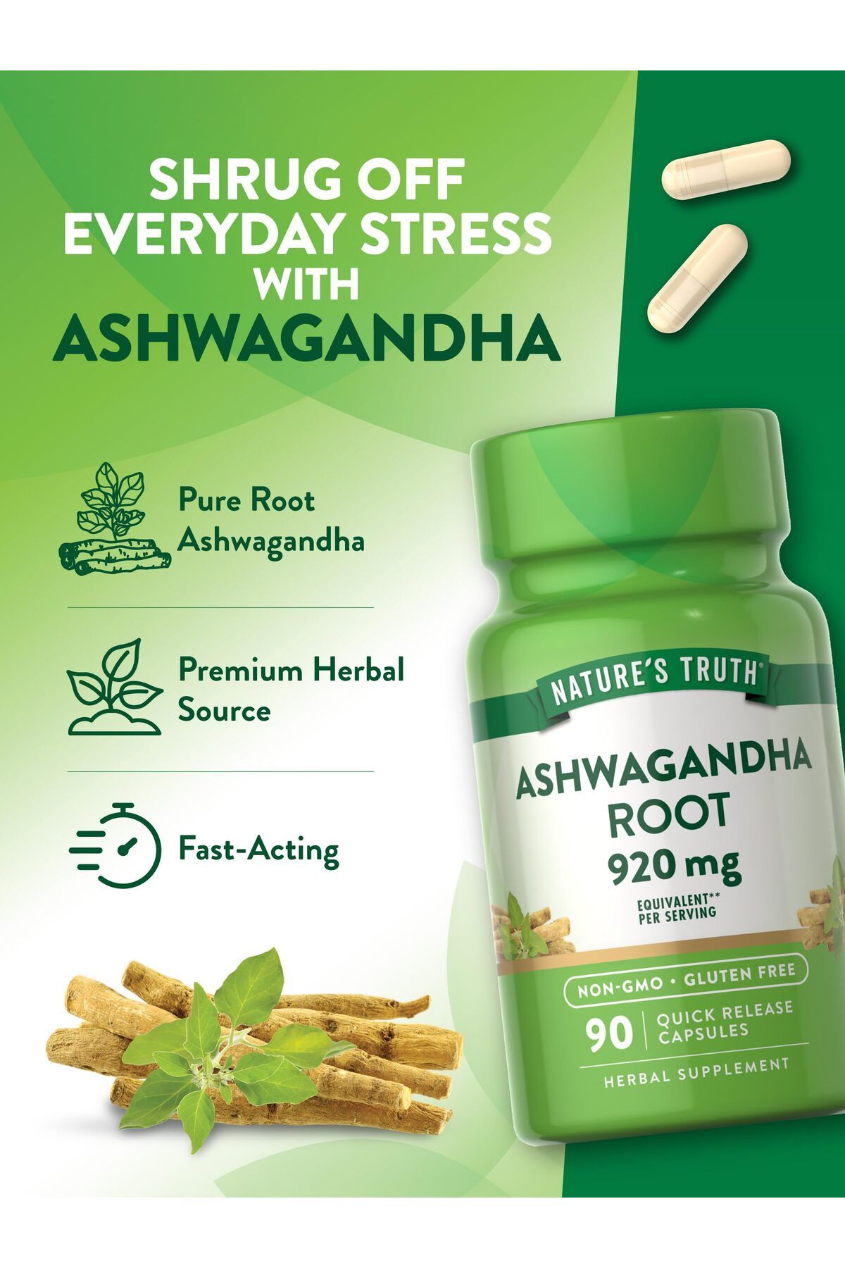 Natures Truth Nature's Truth Ashwagan.dha.a Root 460 mg, 90 Quick Release Capsules