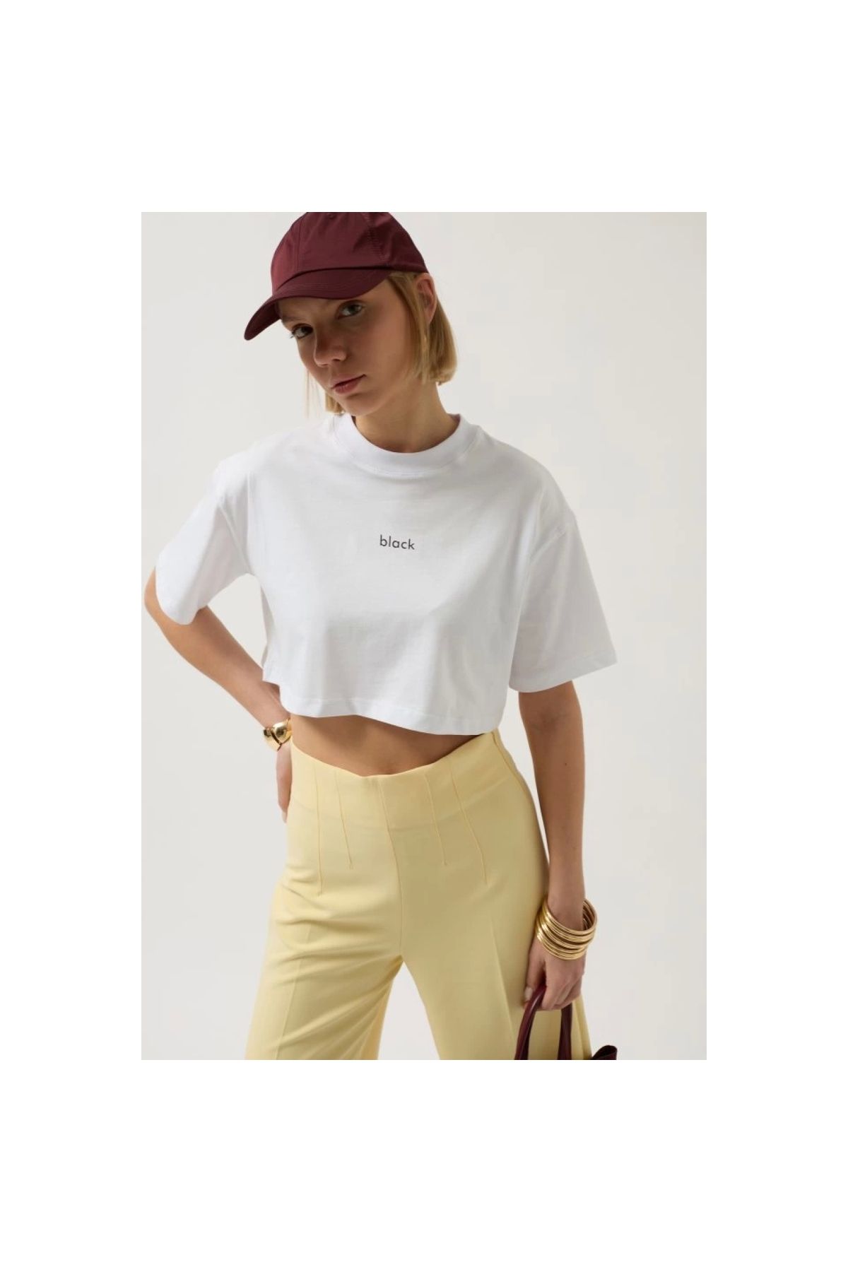 Marsilyan - Baskılı Crop T-Shirt
