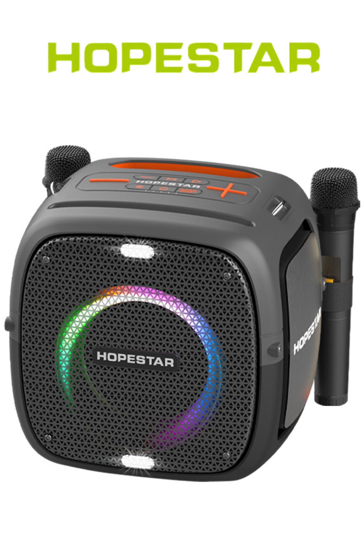 Hopestar Party One RGB Işıklı Standlı Çift Mikrofonlu 80W IPX6 Suya Dayanıklı Bluetooth Hoparlör