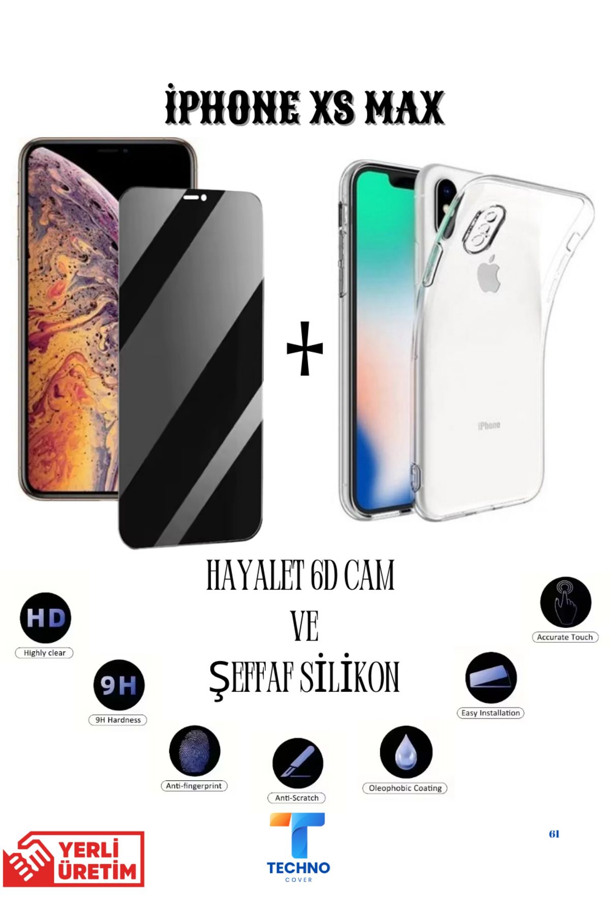 foxpower İphone Xs Max Hayalet Ekran Koruyucu ve Şeffaf Kılıf 2li Avantajlı Paket