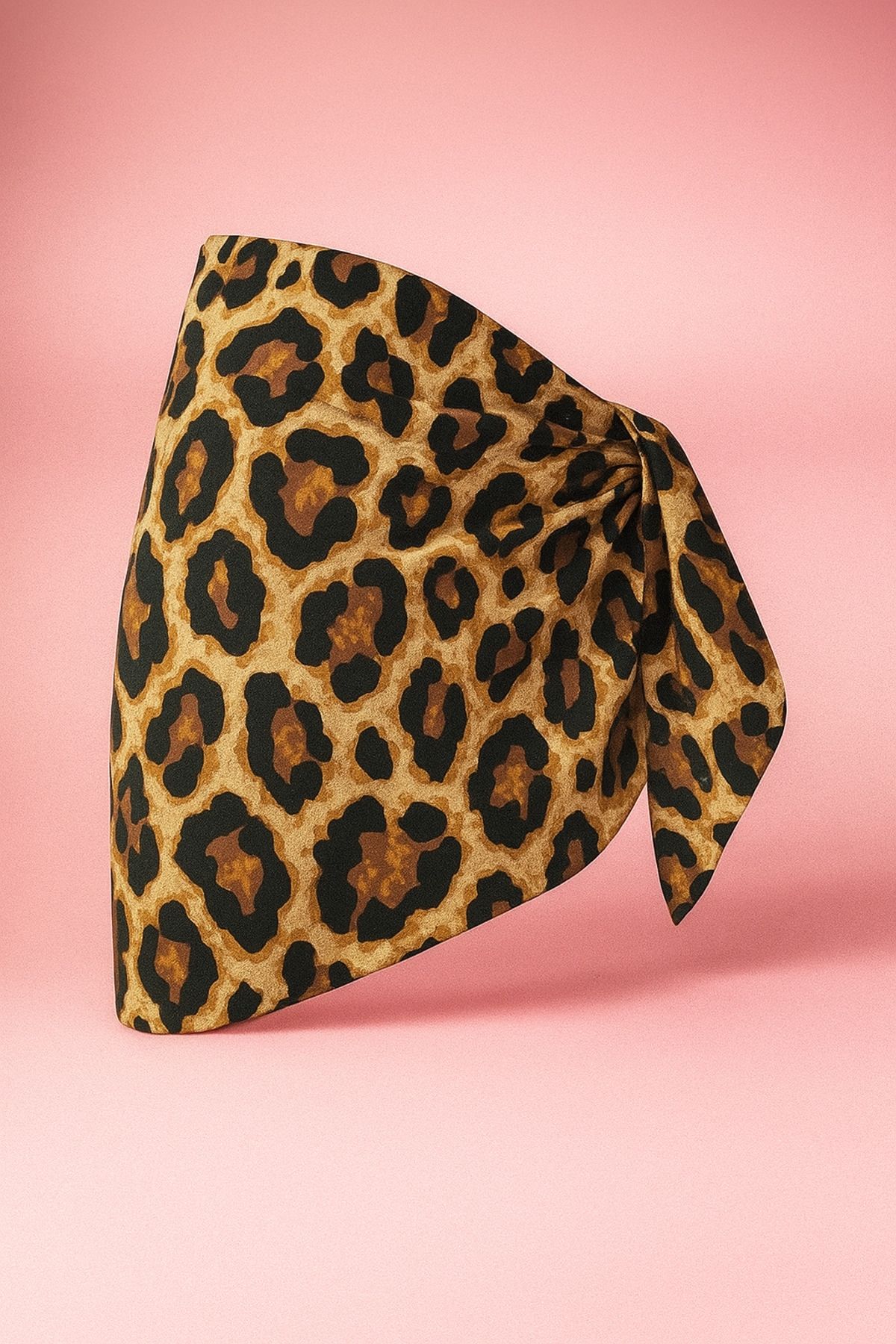 pistore Soft Leopar Desenli Kısa Pareo Saten Kadın Plaj Elbisesi Yeni Sezon