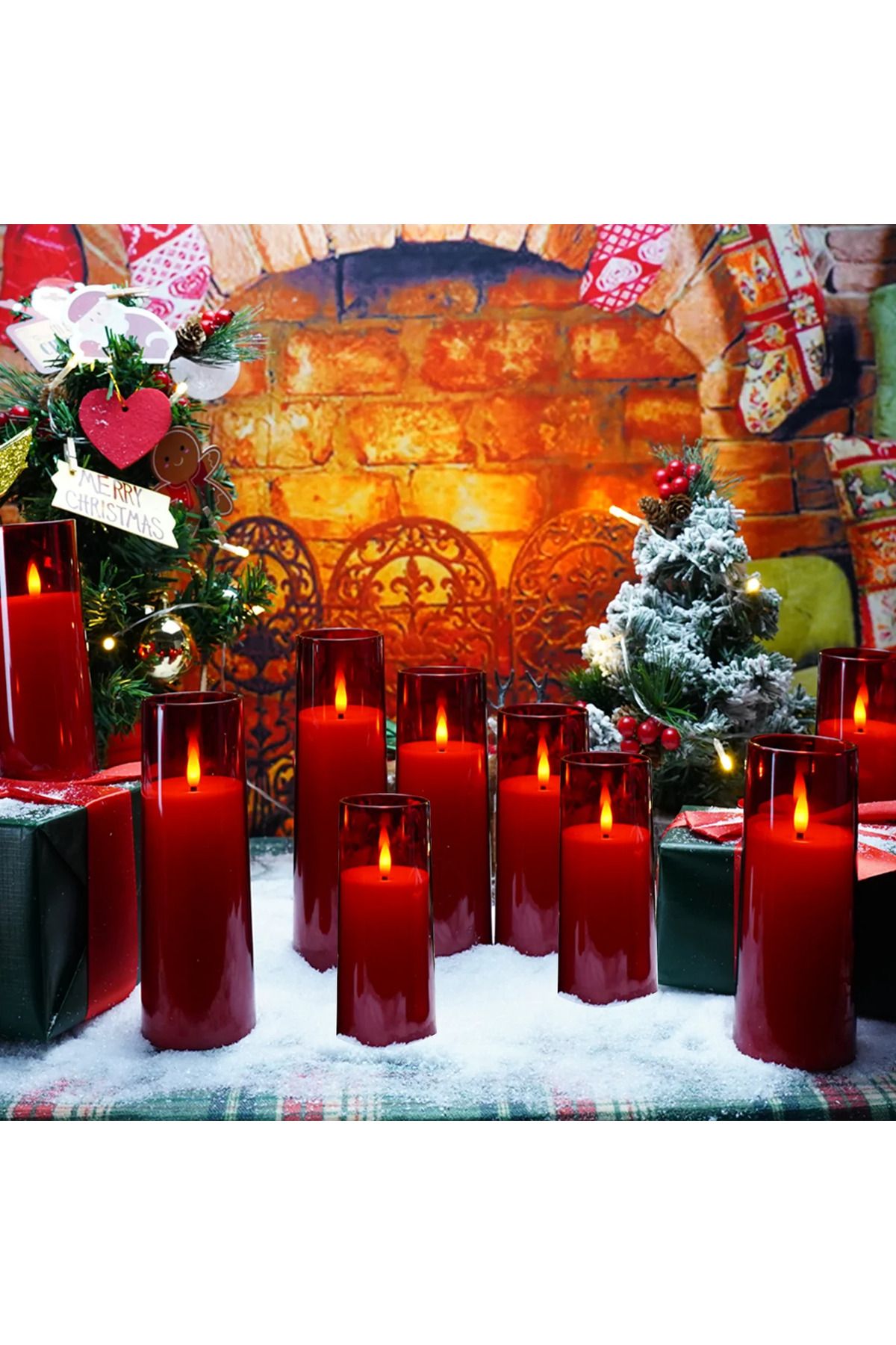 AcronicPro-Set of 9 LED Candles with Remote Control, Decorative for Festive Events and Parties, Red 3
