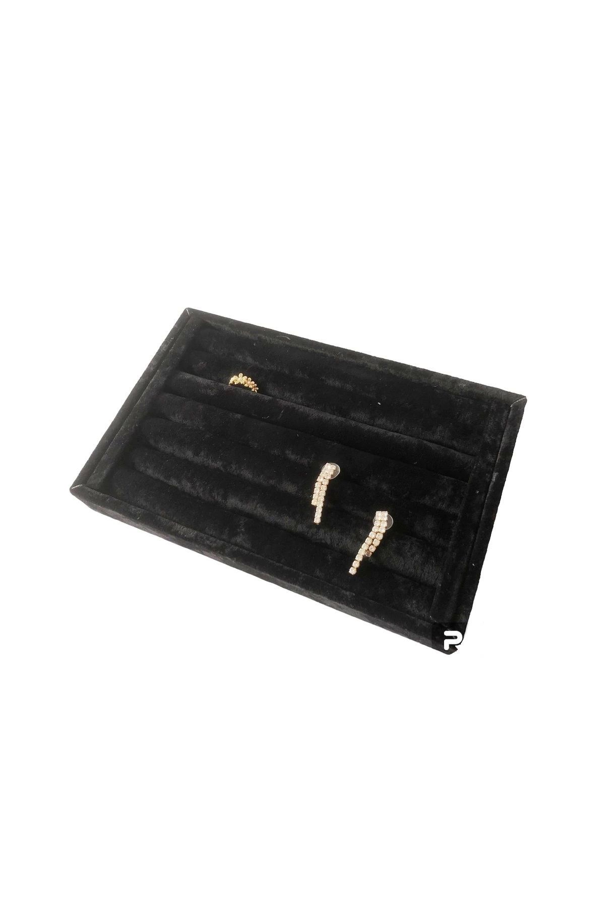 teknotrust Küçük Boy Süet Kumaş Yüzük Standı, Siyah, 22,5/14,5 cm, Çekmece İçi Rulo