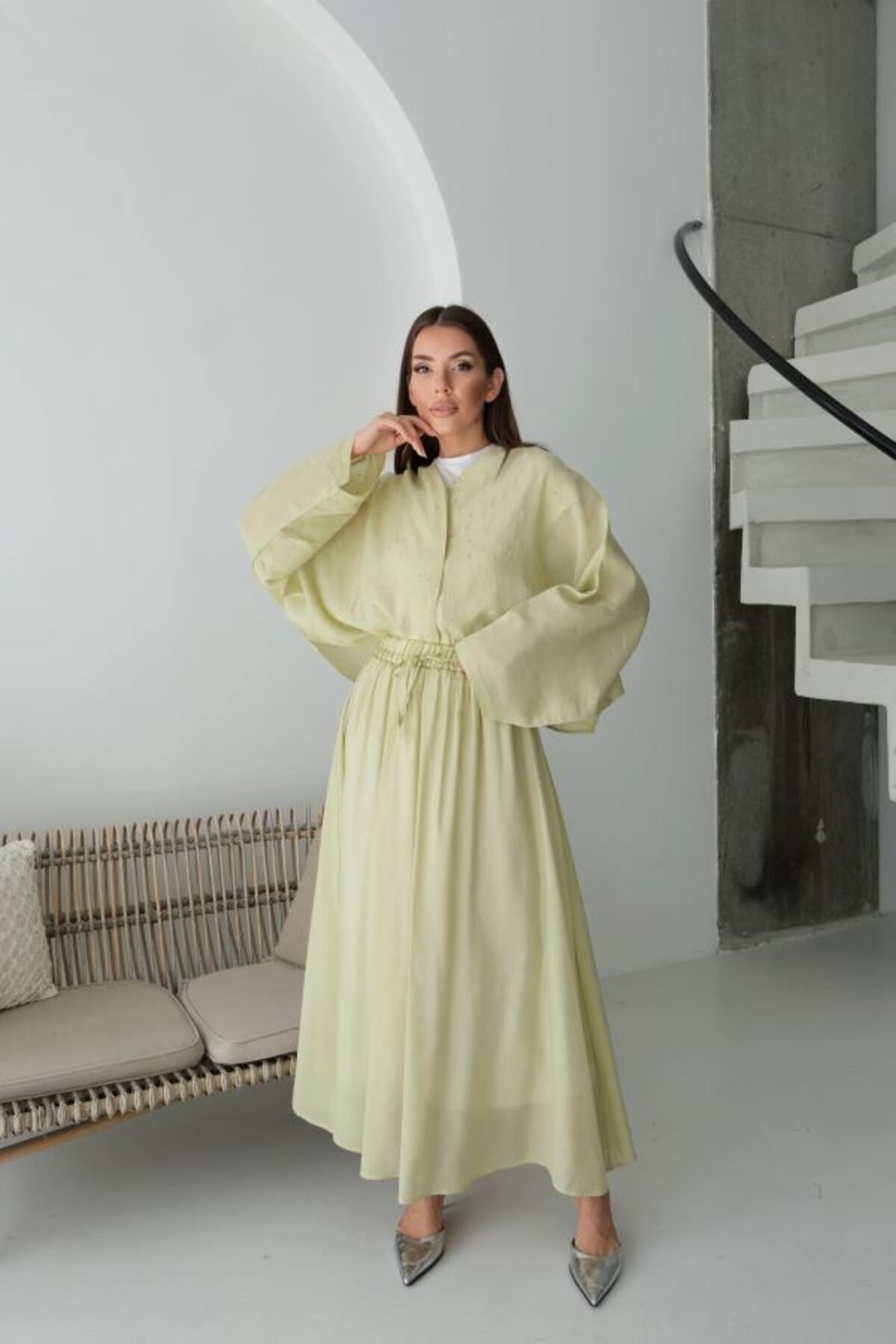 Aşkın fashion taşlı etek gömlek ikili takım
