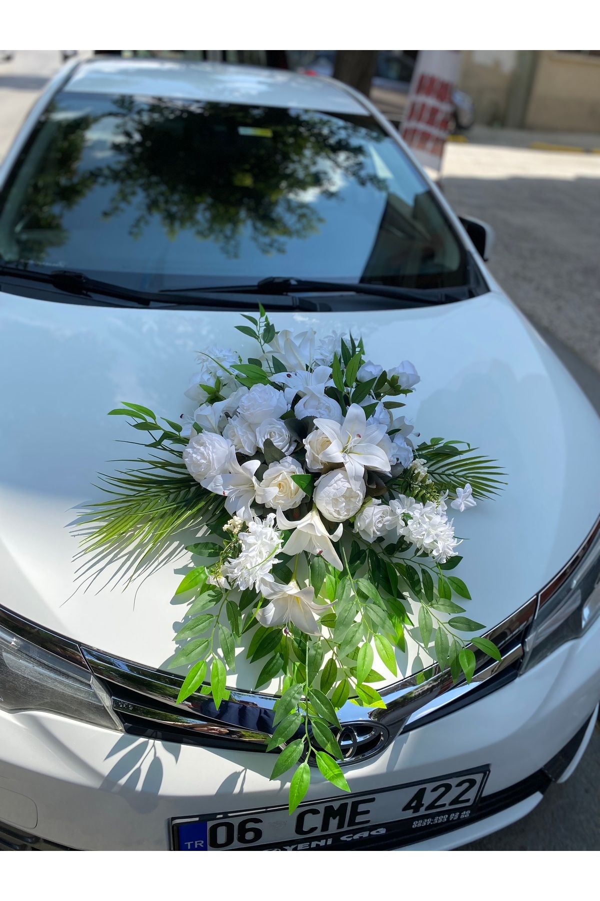Z&B FLOWERS Gelin Araba Çiçeği Araba süsü vakumlu araba çiçeği yapay çiçek