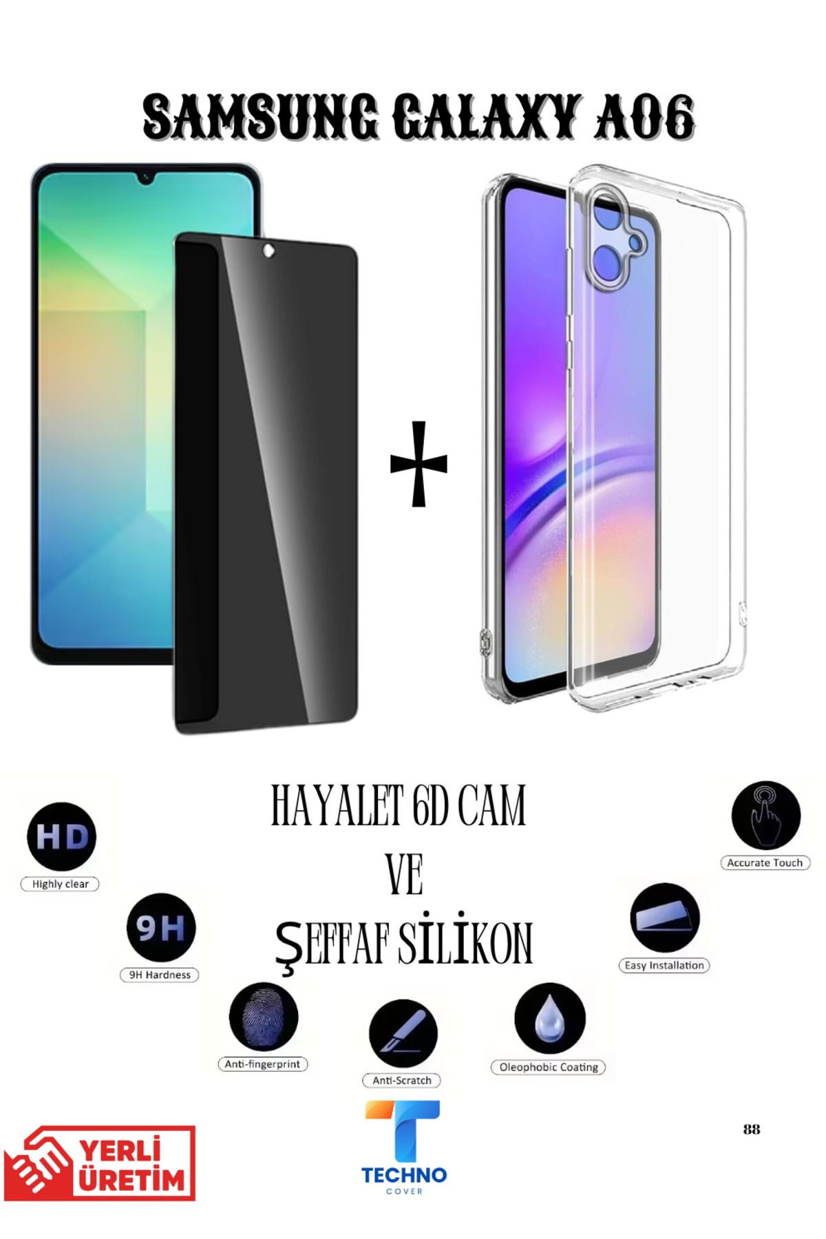 foxpower Samsung A06 Hayalet Ekran Koruyucu ve Şeffaf Kılıf 2li Avantajlı Paket