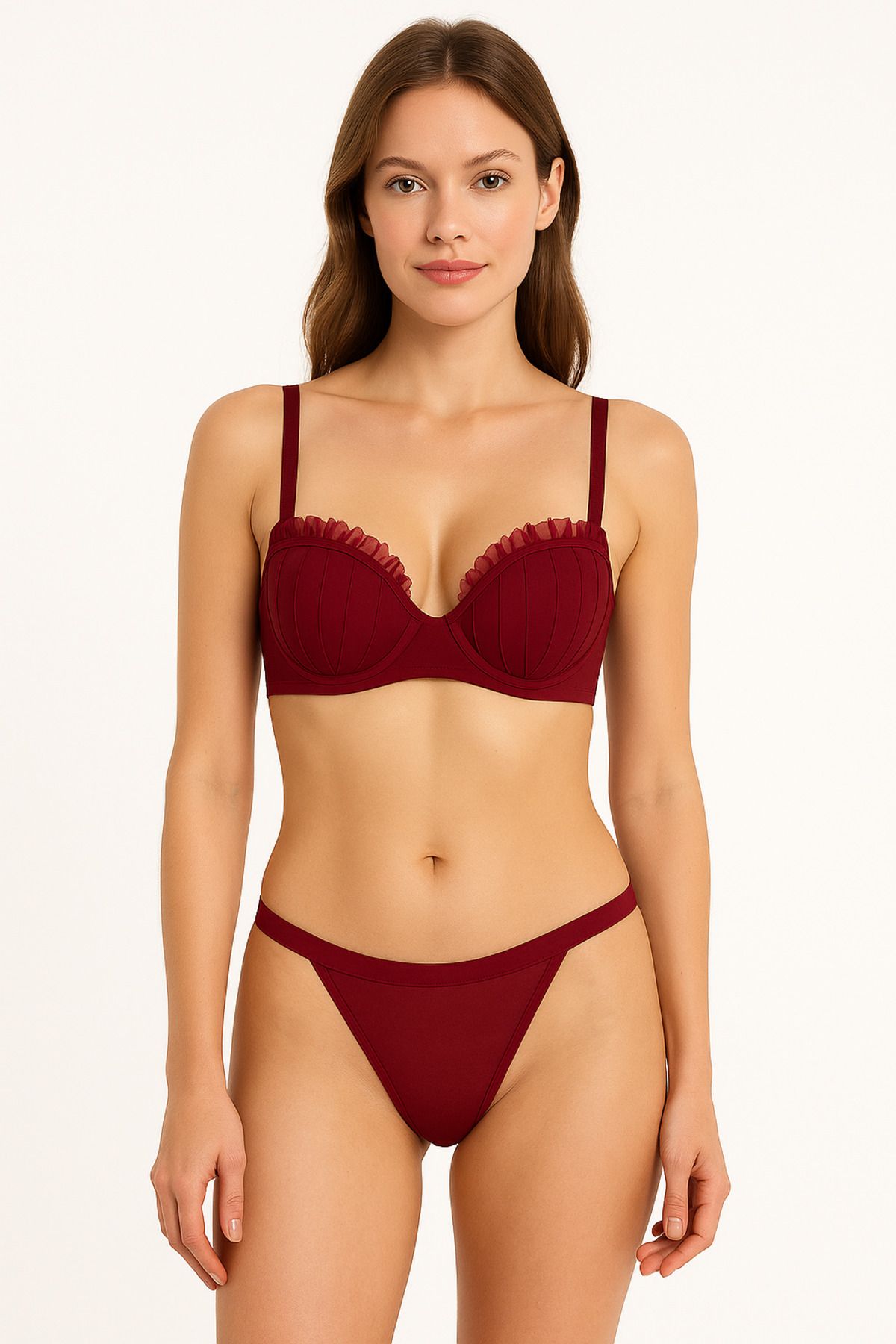 Elora İSTİRİDYE MODEL BORDO İÇ GİYİM ( Sütyen & Külot )