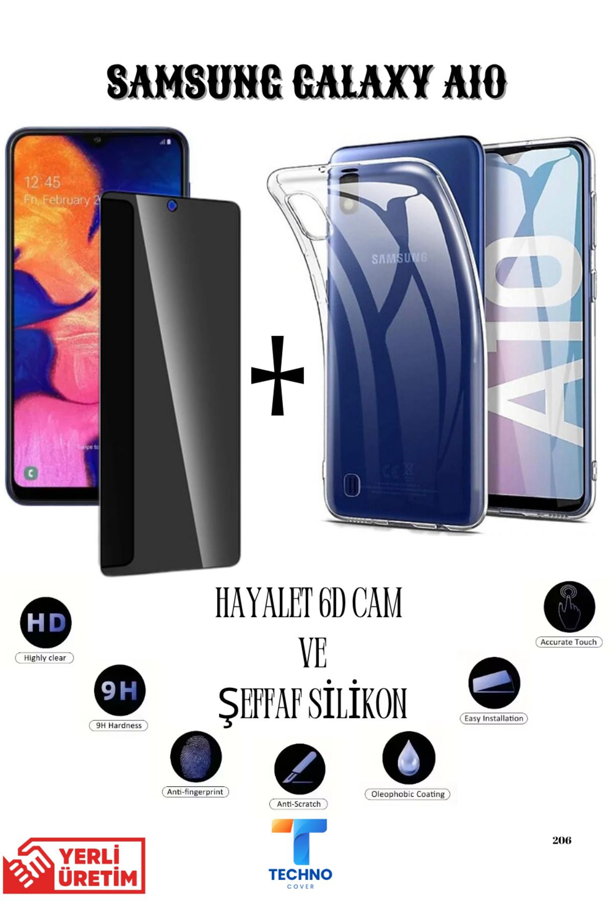 foxpower Samsung A10 Hayalet Ekran Koruyucu ve Şeffaf Kılıf 2li Avantajlı Paket