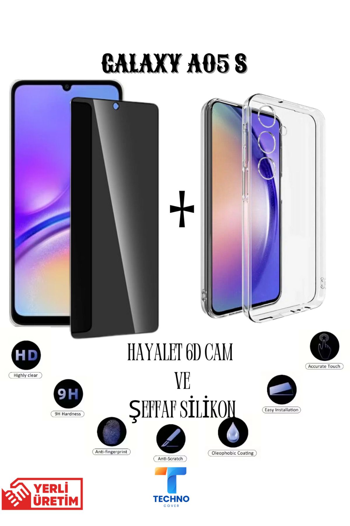 foxpower Samsung A05s Hayalet Ekran Koruyucu ve Şeffaf Kılıf 2li Avantajlı Paket