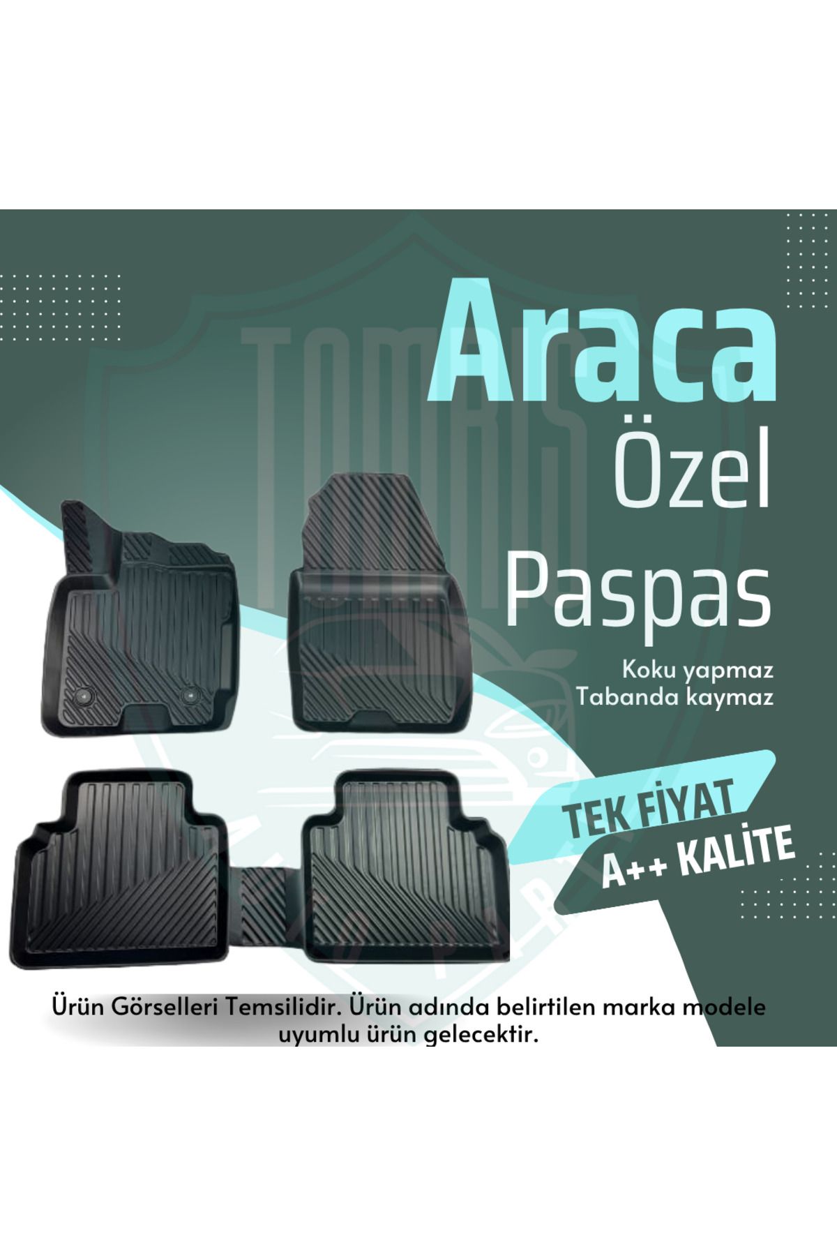 Tomris Auto Party Renault Megane 2 HB 2002-2009 A++ Kalite 3D Kokusuz Havuzlu Paspas - Araca Özel - Kaymaz Taban