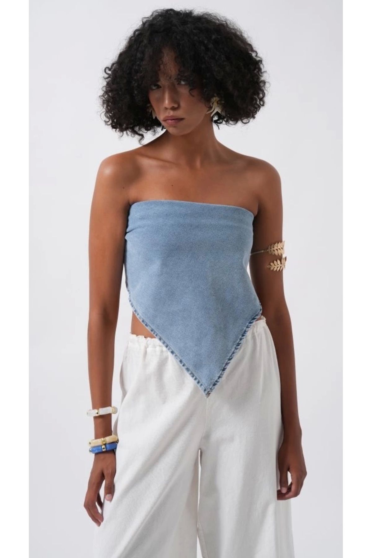 Butik Bağlamalı Denim Crop