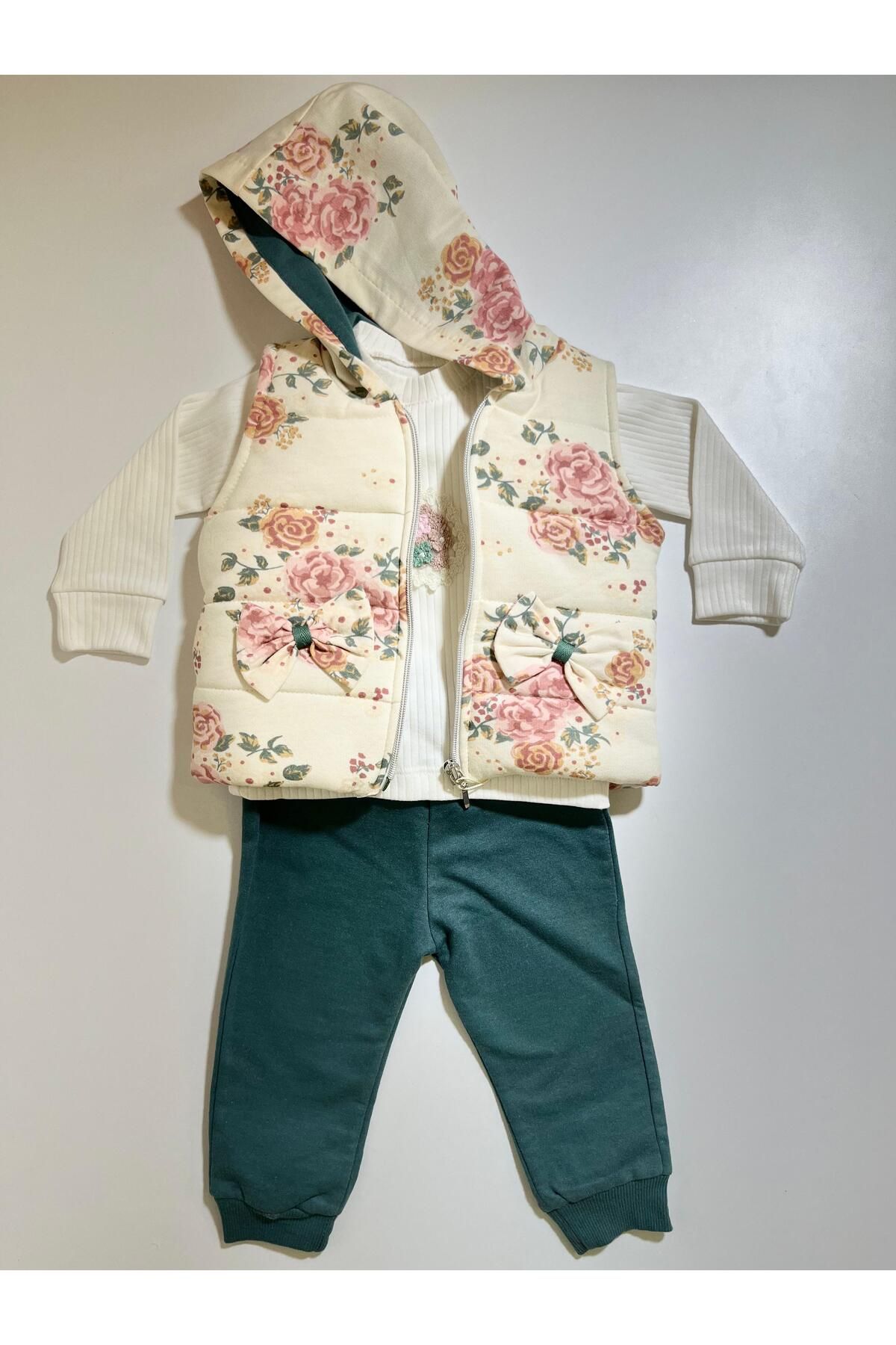 Hippıl Baby ÇİÇEK DESENLİ YELEK 3 LÜ SET