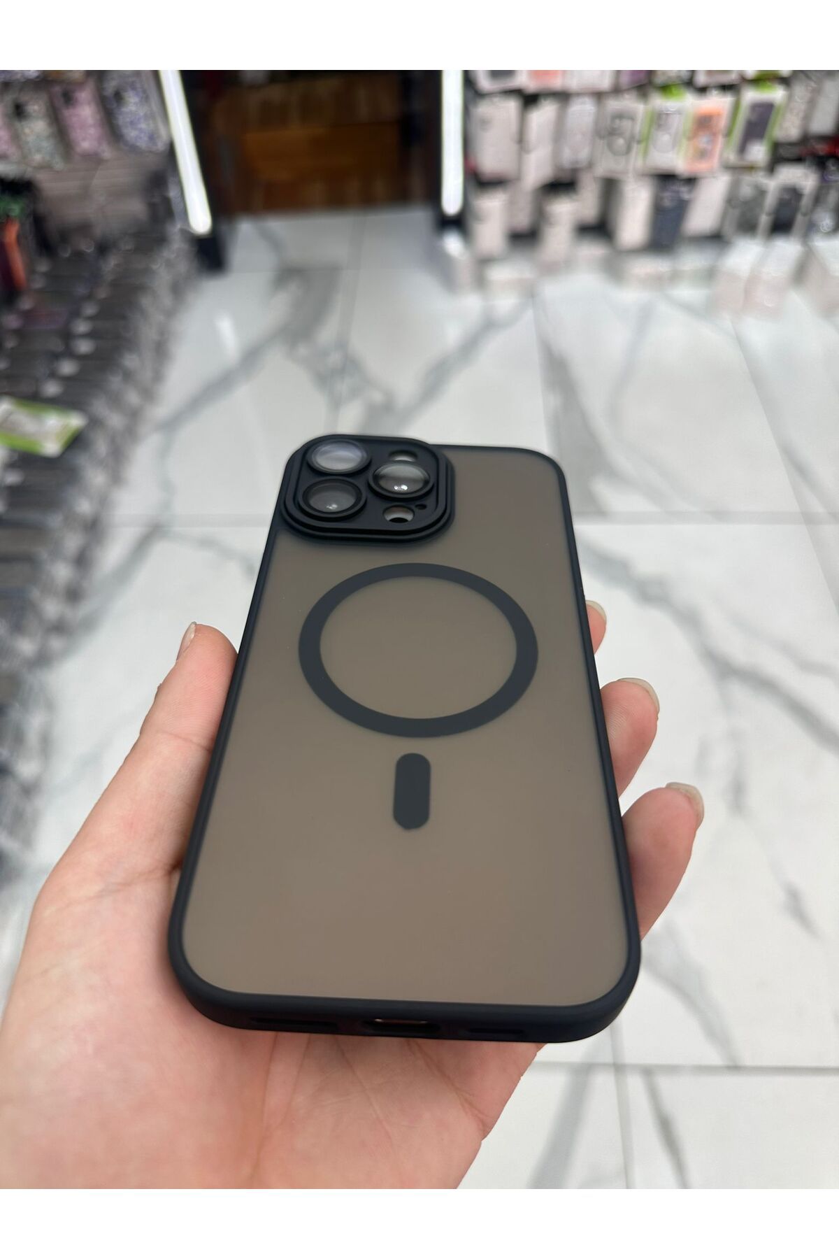 Bilişim Akademi iPhone 14 Pro Max Magsafe Uyumlu Kılıf Kamera Lens Korumalı Magsafe Mat Kılıf - Siyah