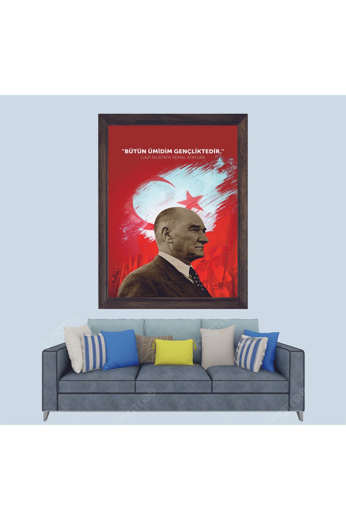 Lioncraft Mustafa Kemal Atatürk, Bozkurt Çerçeveli Duvar Tablosu 30x45 cm