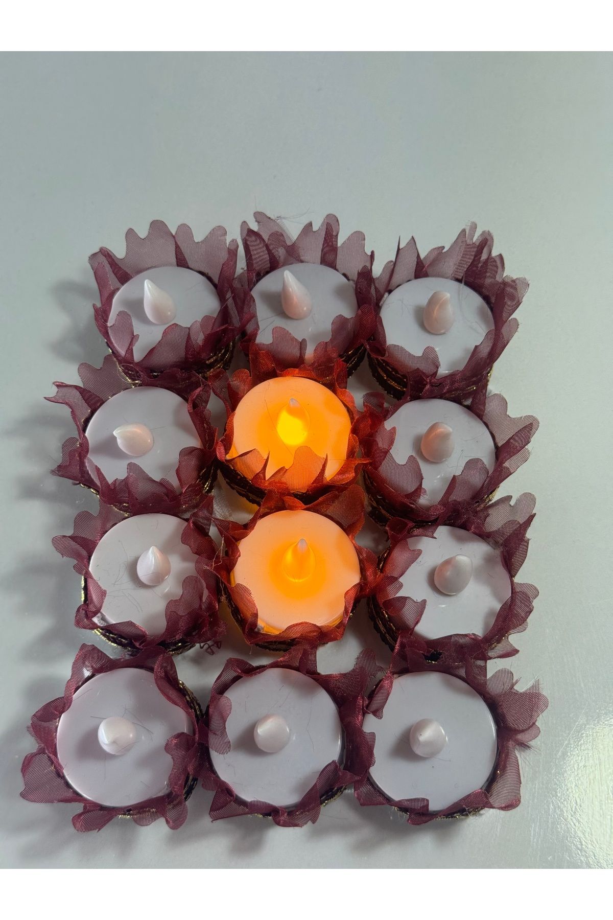 shop Kırmızı Ledli El Mumu - Led Işıklı, Pilli 12 Adet Kına, Sünnet, Düğün, Nedime, Bride