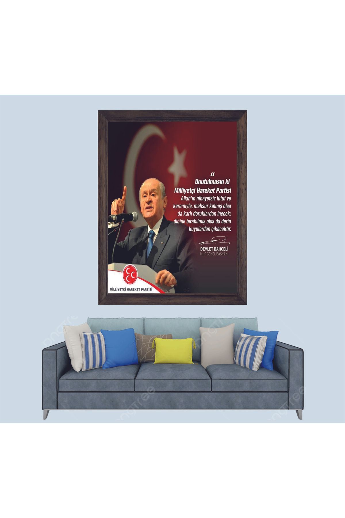 Lioncraft Ülkücü Lider, MHP Başkanı Devlet Bahçeli Sözü Çerçeveli Duvar Tablosu 30x45 cm