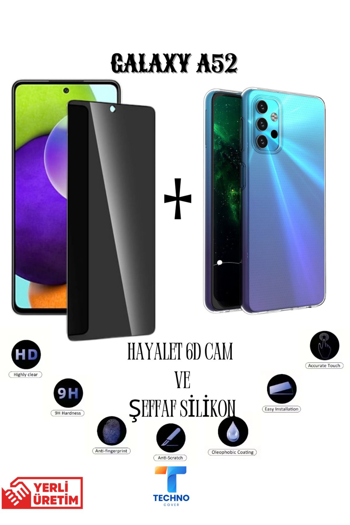foxpower Samsung A52 Hayalet Ekran Koruyucu ve Şeffaf Kılıf 2li Avantajlı Paket