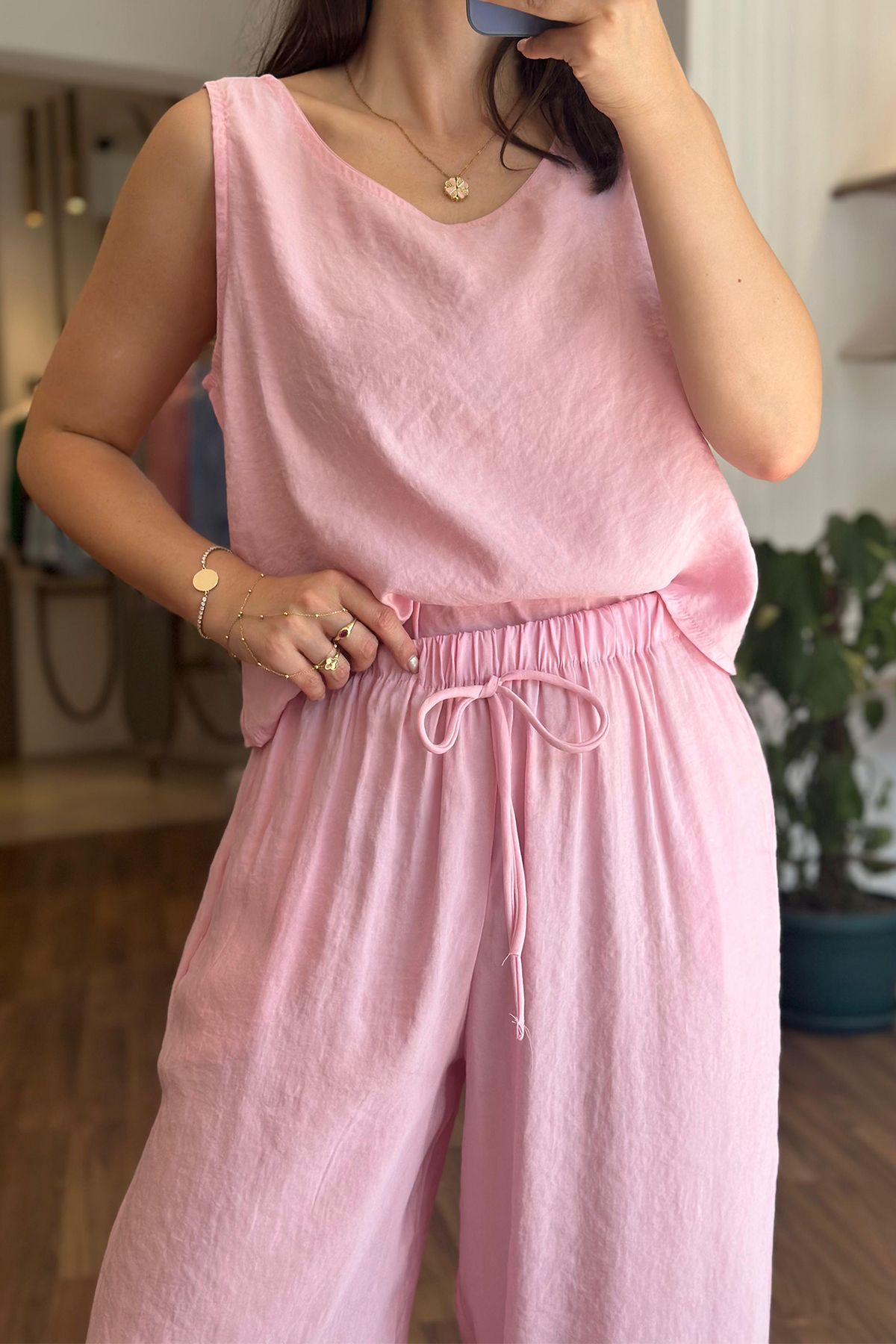 Unique Boutique Pembe Modal Kumaş Alt Üst Takım