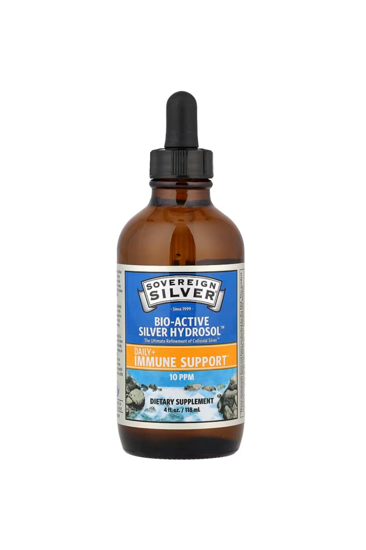 Sovereign Silver , Bio-Active Silver Hydrosol ™ Dropper-Top, Daily + Immune Support, 10 PPM, 4 fl oz (118 ml)